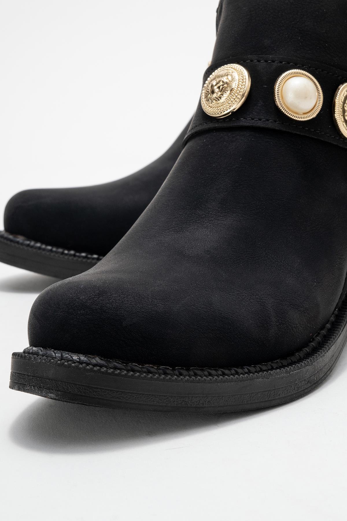 Kadın Topuklu Boğazlı Bot SİYAH ZÜMRÜT LEOPAR - Görsel 4