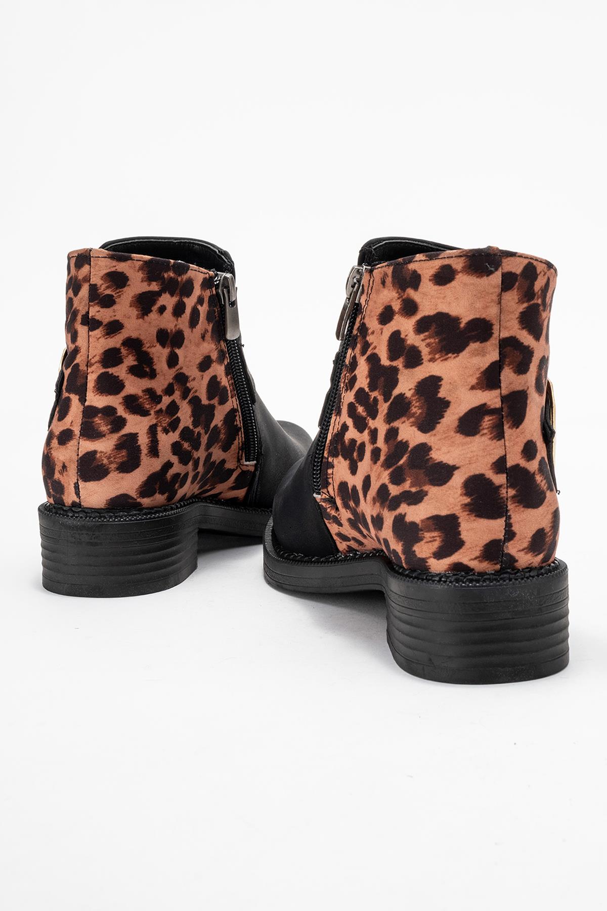 Kadın Topuklu Boğazlı Bot SİYAH ZÜMRÜT LEOPAR - Görsel 6