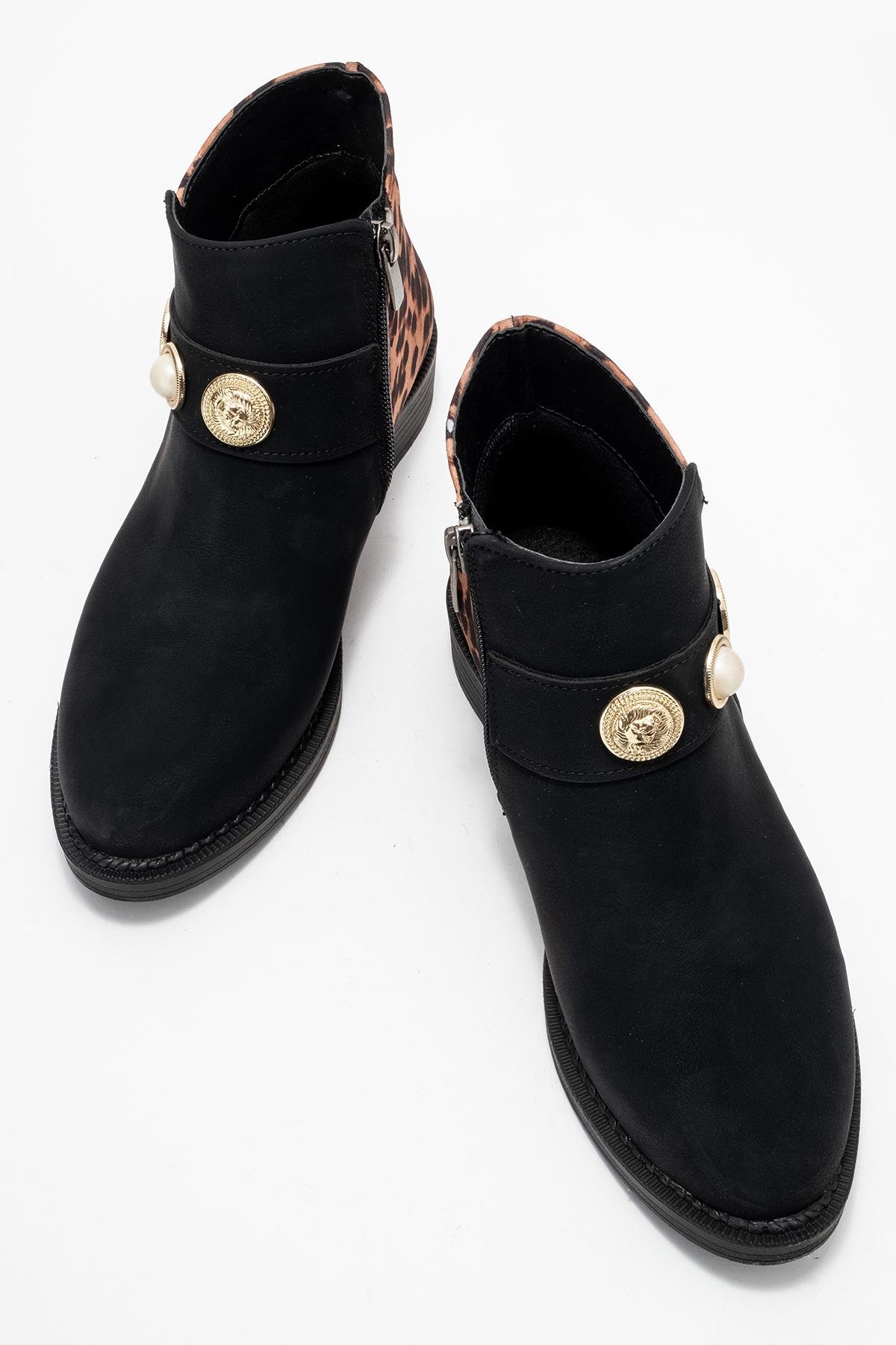 Kadın Topuklu Boğazlı Bot SİYAH ZÜMRÜT LEOPAR - Görsel 8