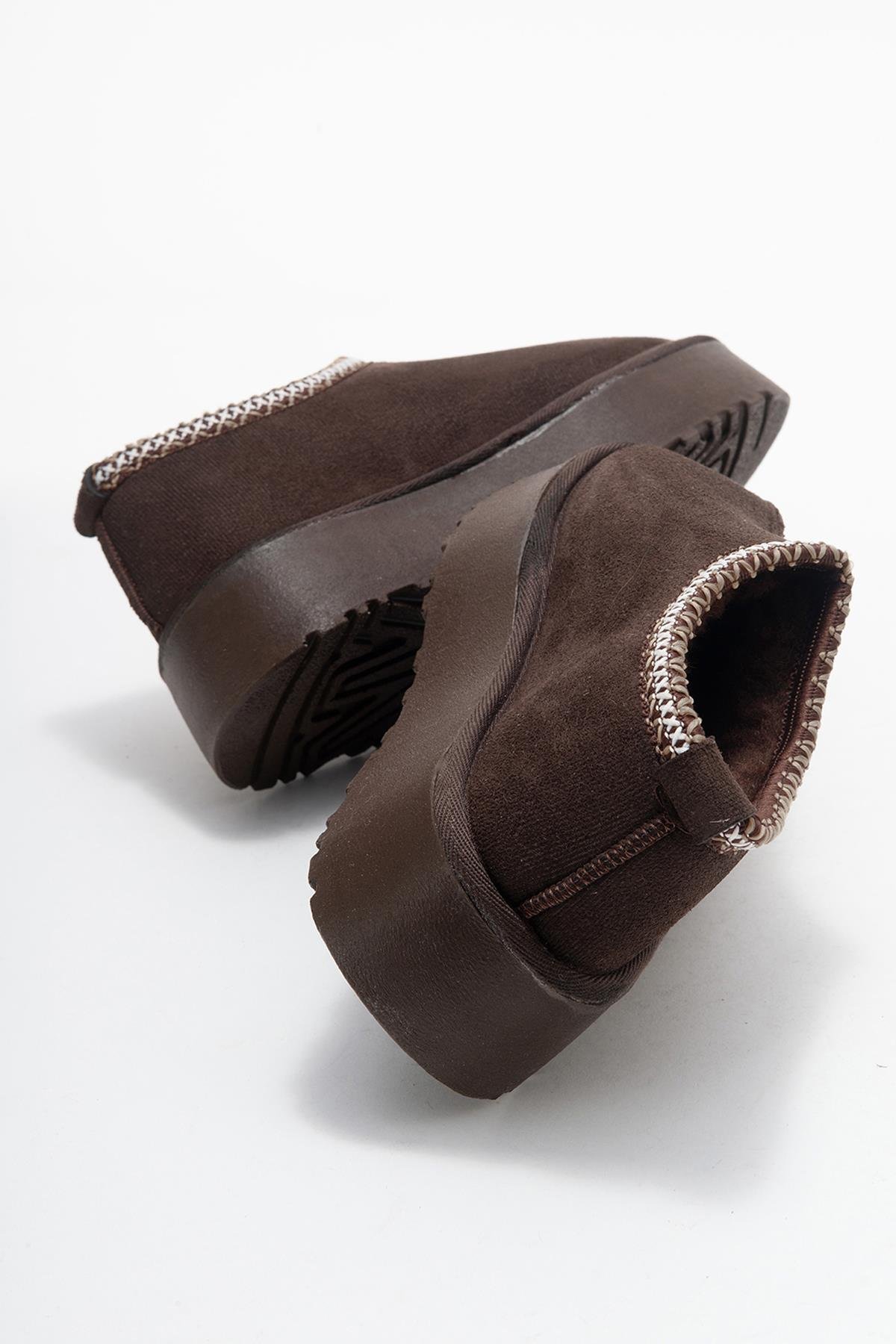 Yüksek Tabanlı Kısa Mini Bot KAHVE - Görsel 5