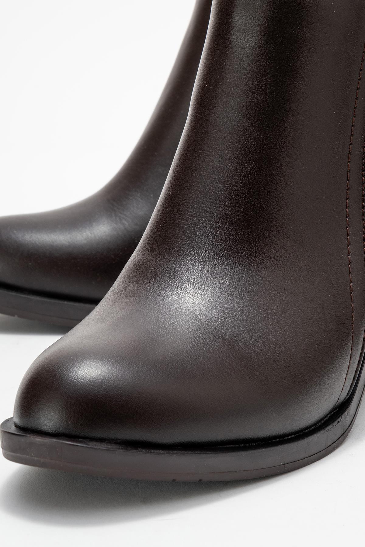 Kadın Sade Fermuarlı Bot KAHVE CİLT - Görsel 4