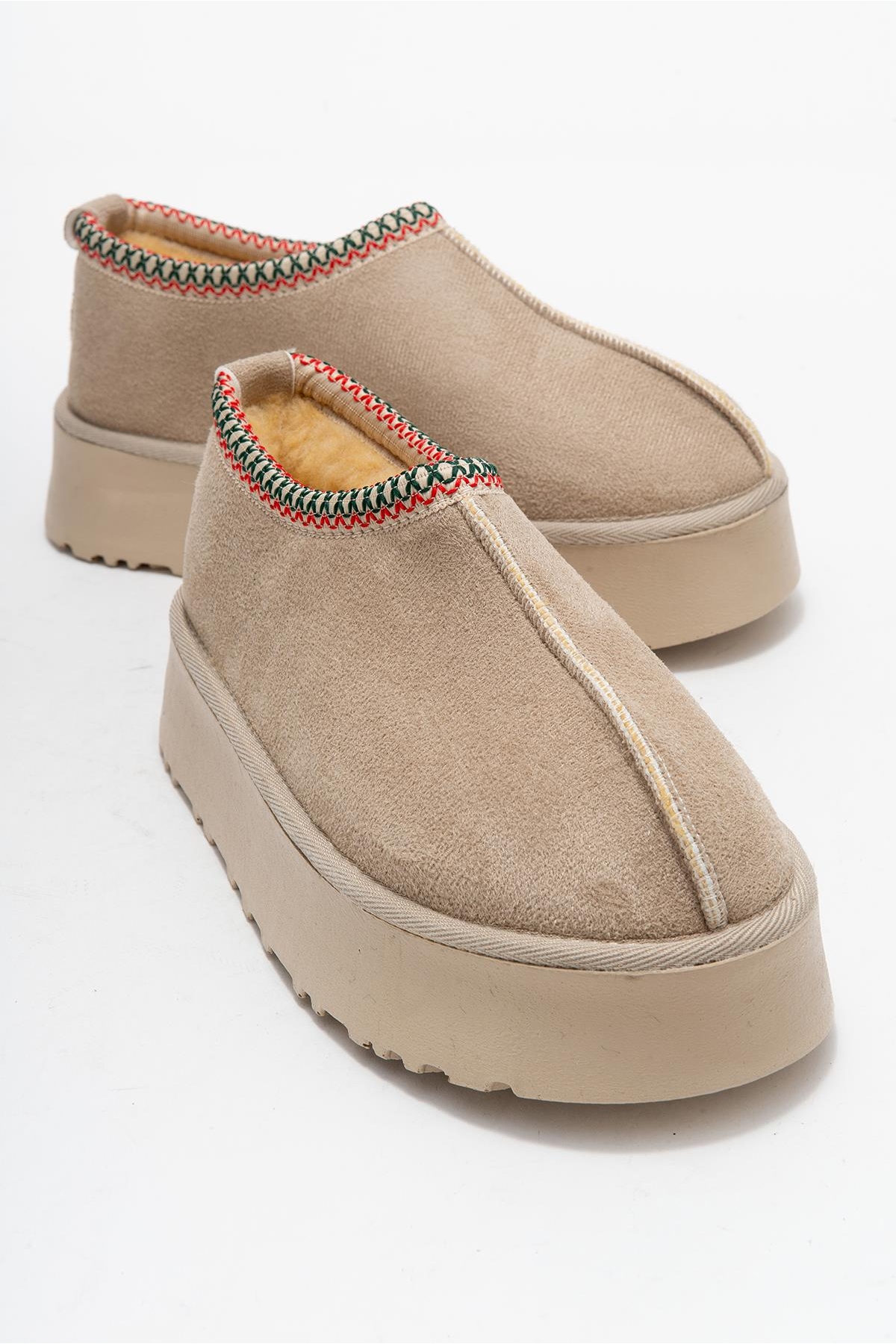 Yüksek Tabanlı Kısa Mini Bot BEJ - Görsel 2