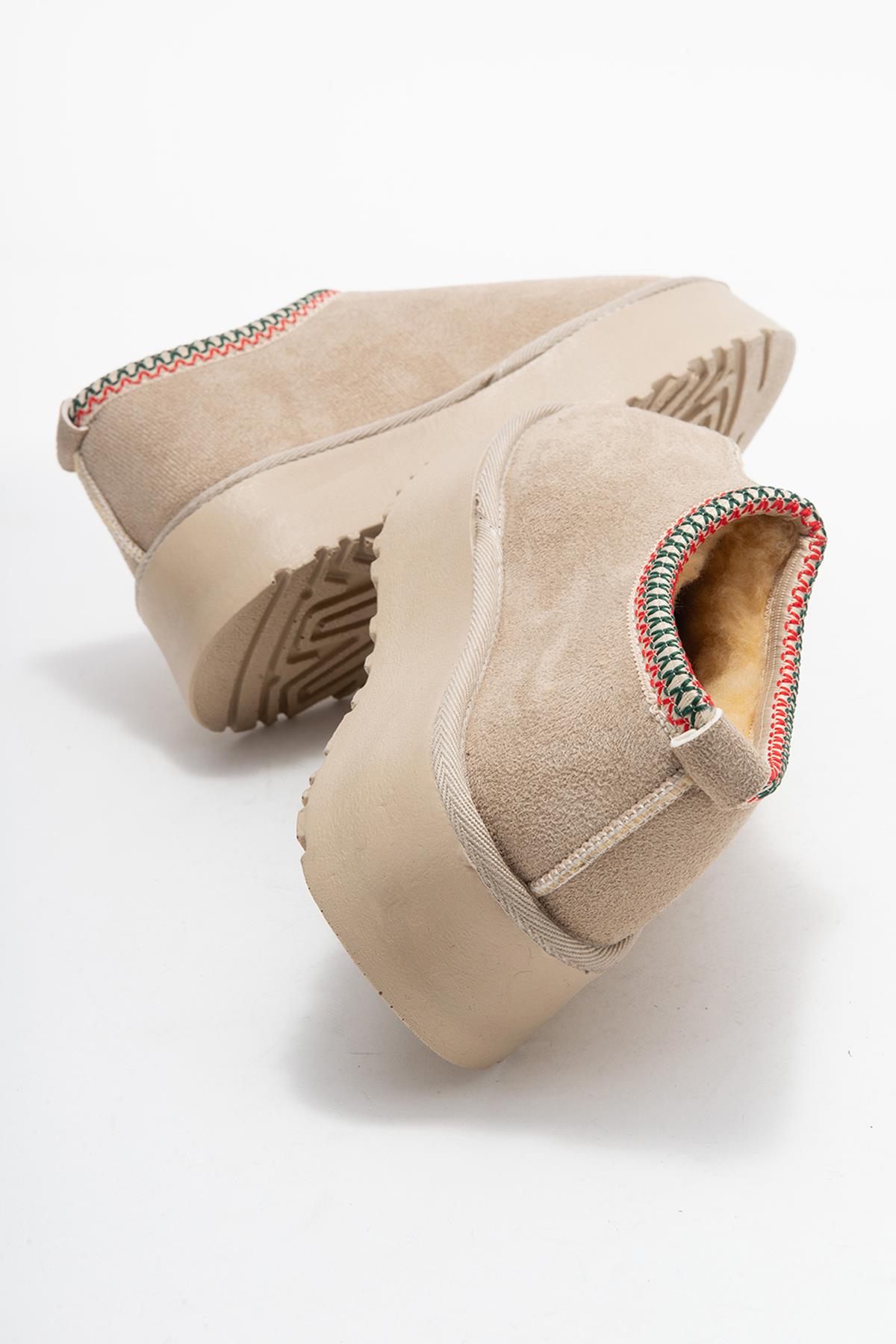 Yüksek Tabanlı Kısa Mini Bot BEJ - Görsel 5