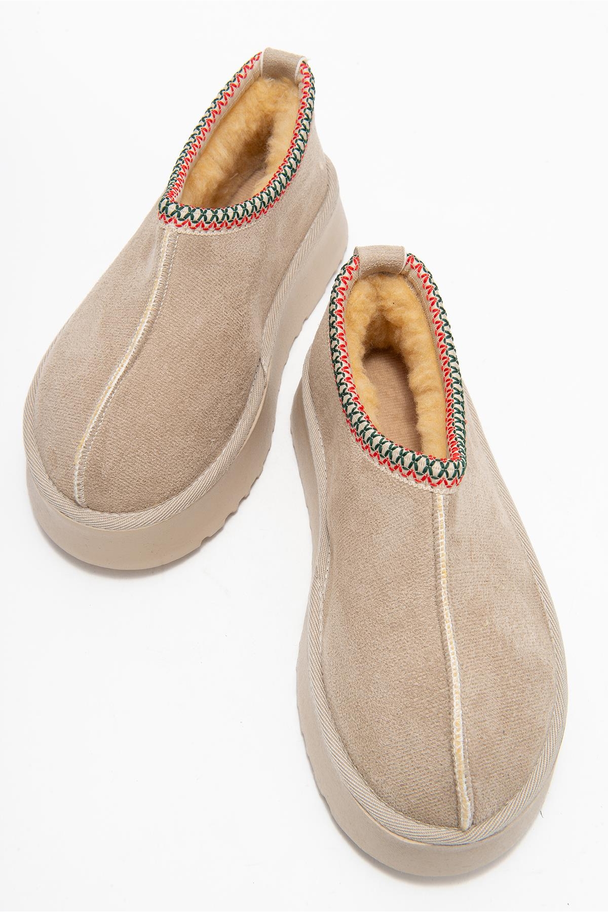 Yüksek Tabanlı Kısa Mini Bot BEJ - Görsel 6