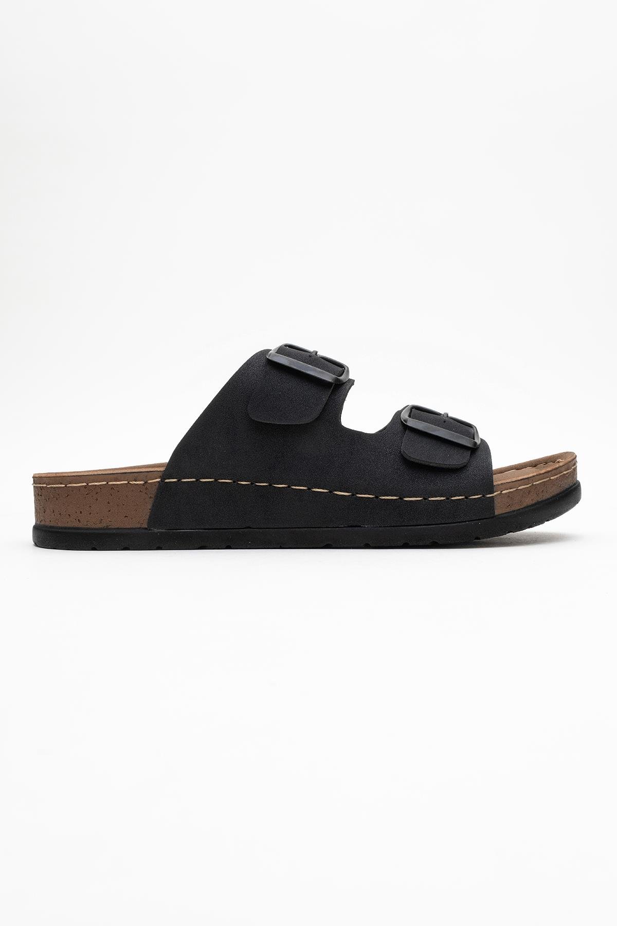 Kadın Çift Tokalı Terlik SİYAH - Görsel 3