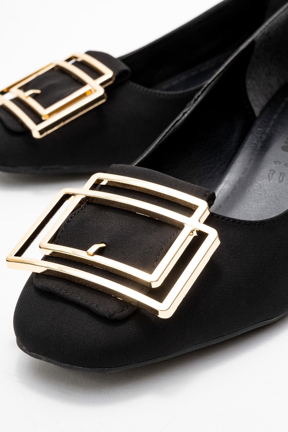 Kadın Gold Aksesuarlı Babet; SİYAH ZRA - Görsel 4