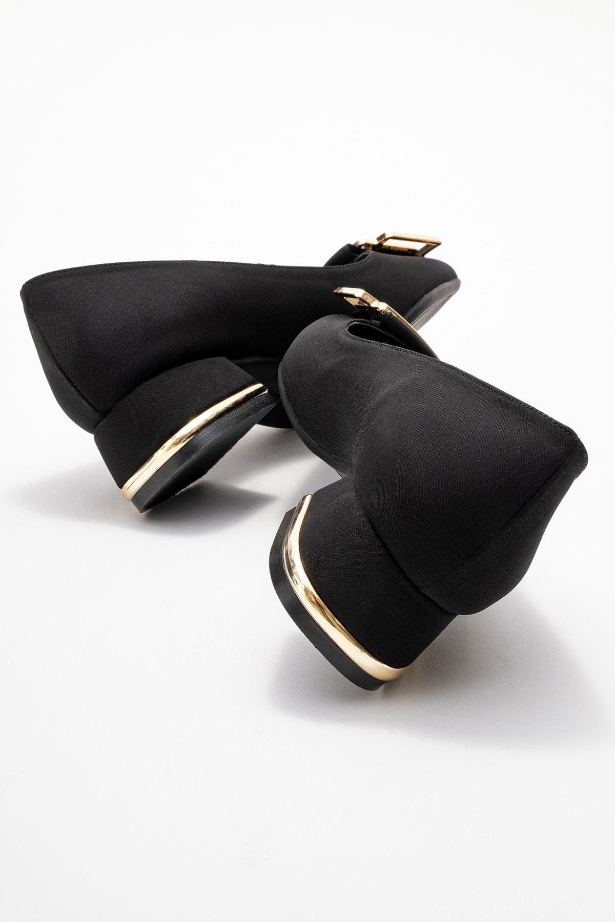 Kadın Gold Aksesuarlı Babet; SİYAH ZRA - Görsel 5