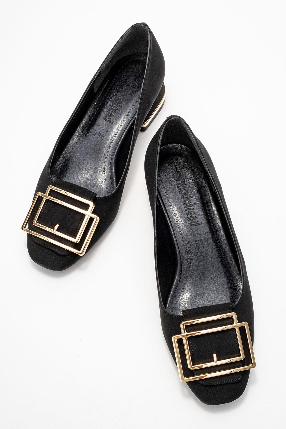 Kadın Gold Aksesuarlı Babet; SİYAH ZRA - Görsel 6