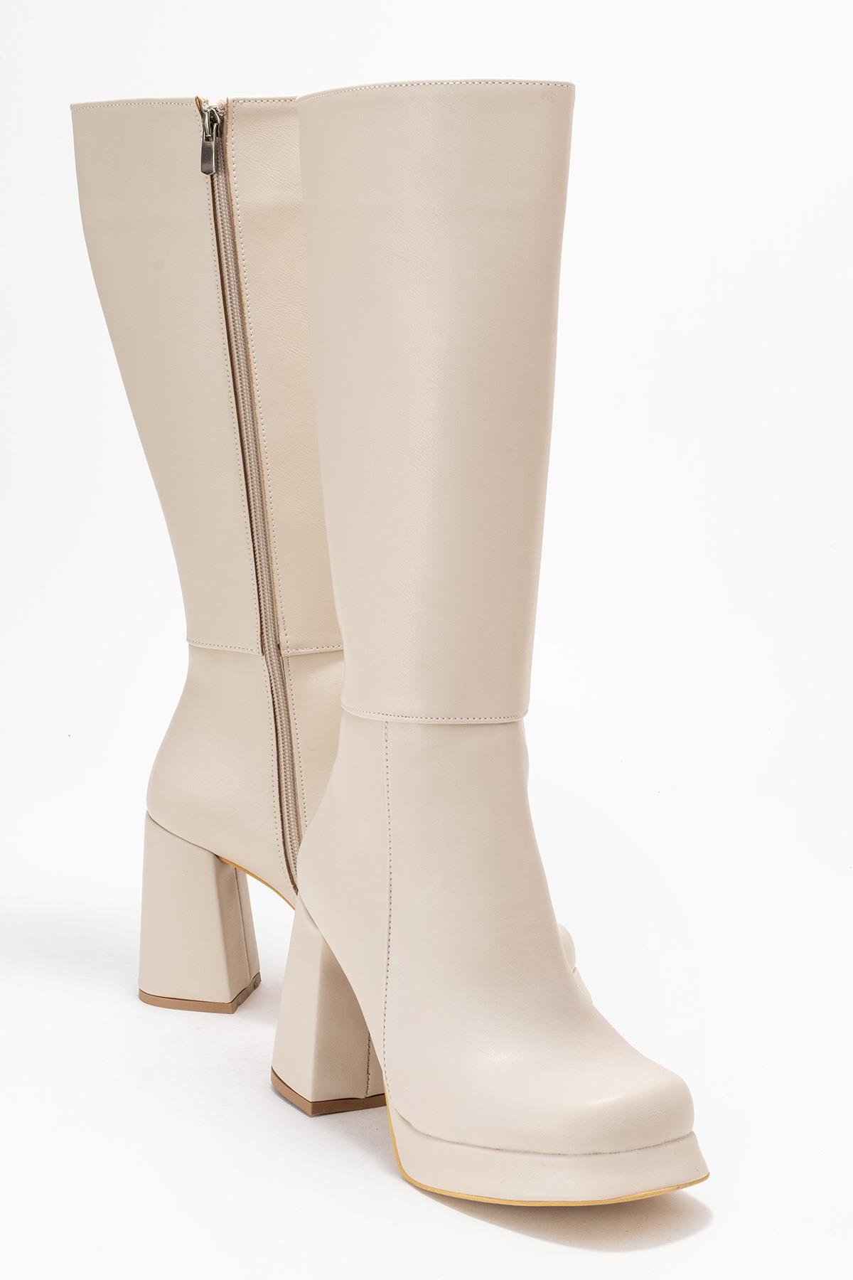 Kadın Platform Taban Çizme BEJ CİLT - Görsel 2