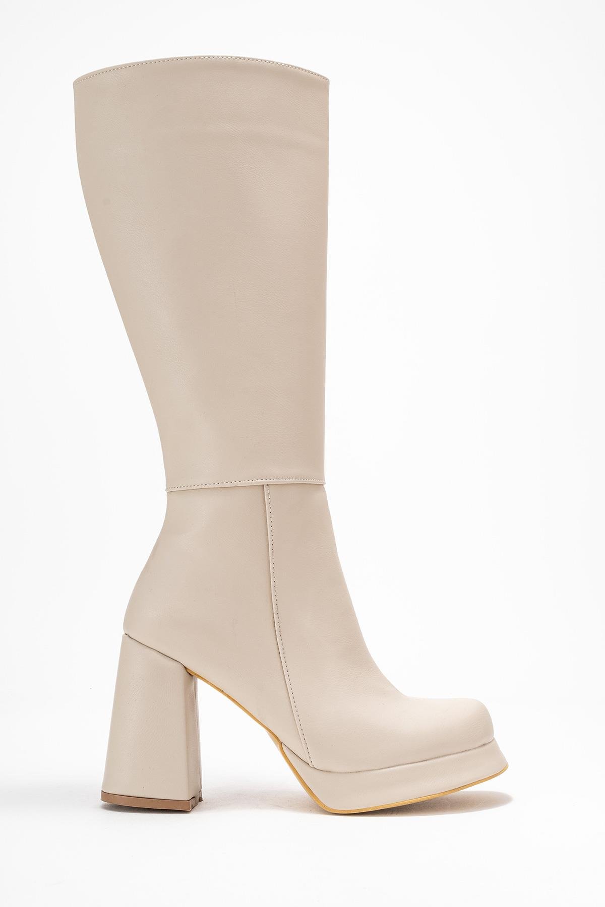 Kadın Platform Taban Çizme BEJ CİLT - Görsel 3