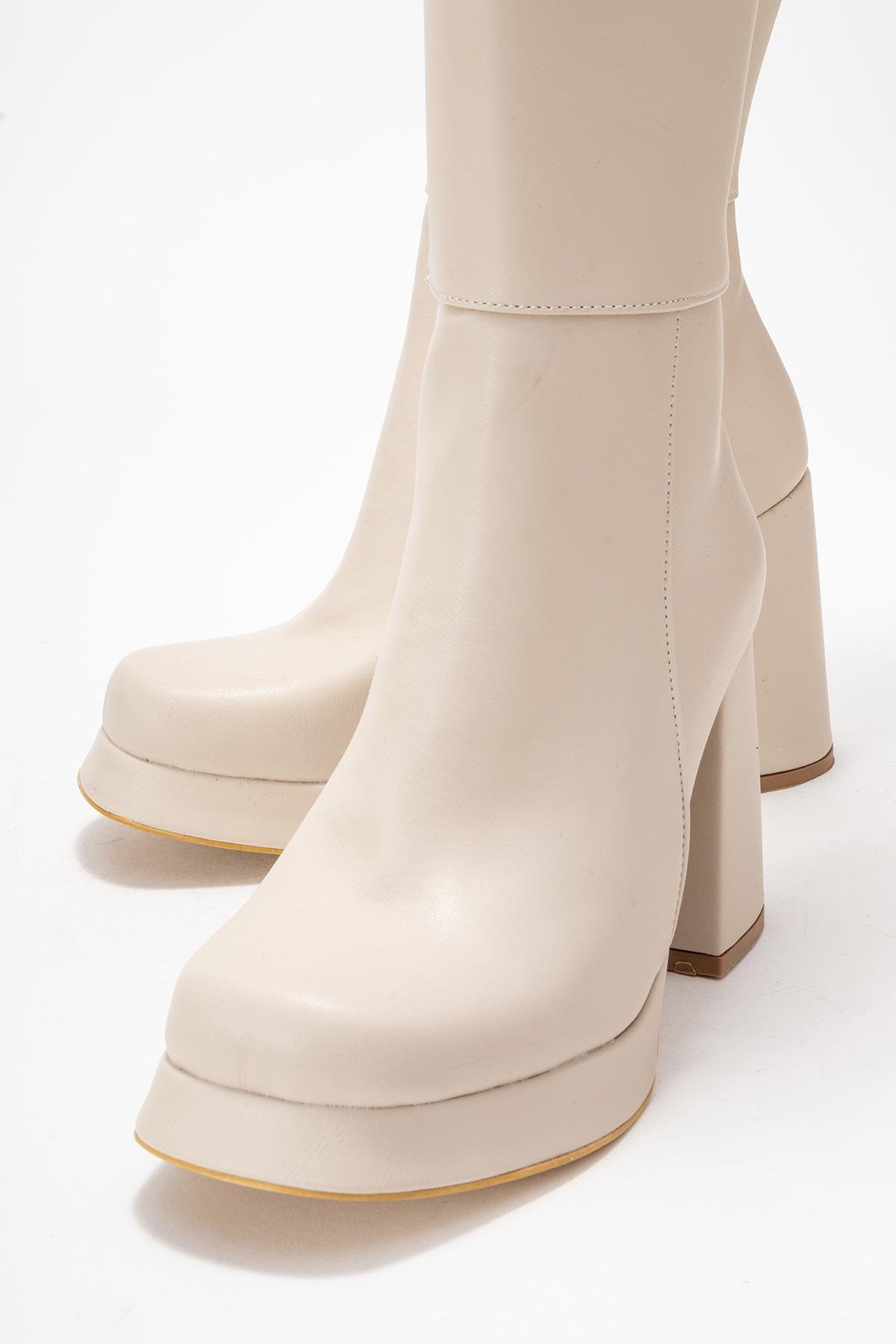 Kadın Platform Taban Çizme BEJ CİLT - Görsel 4