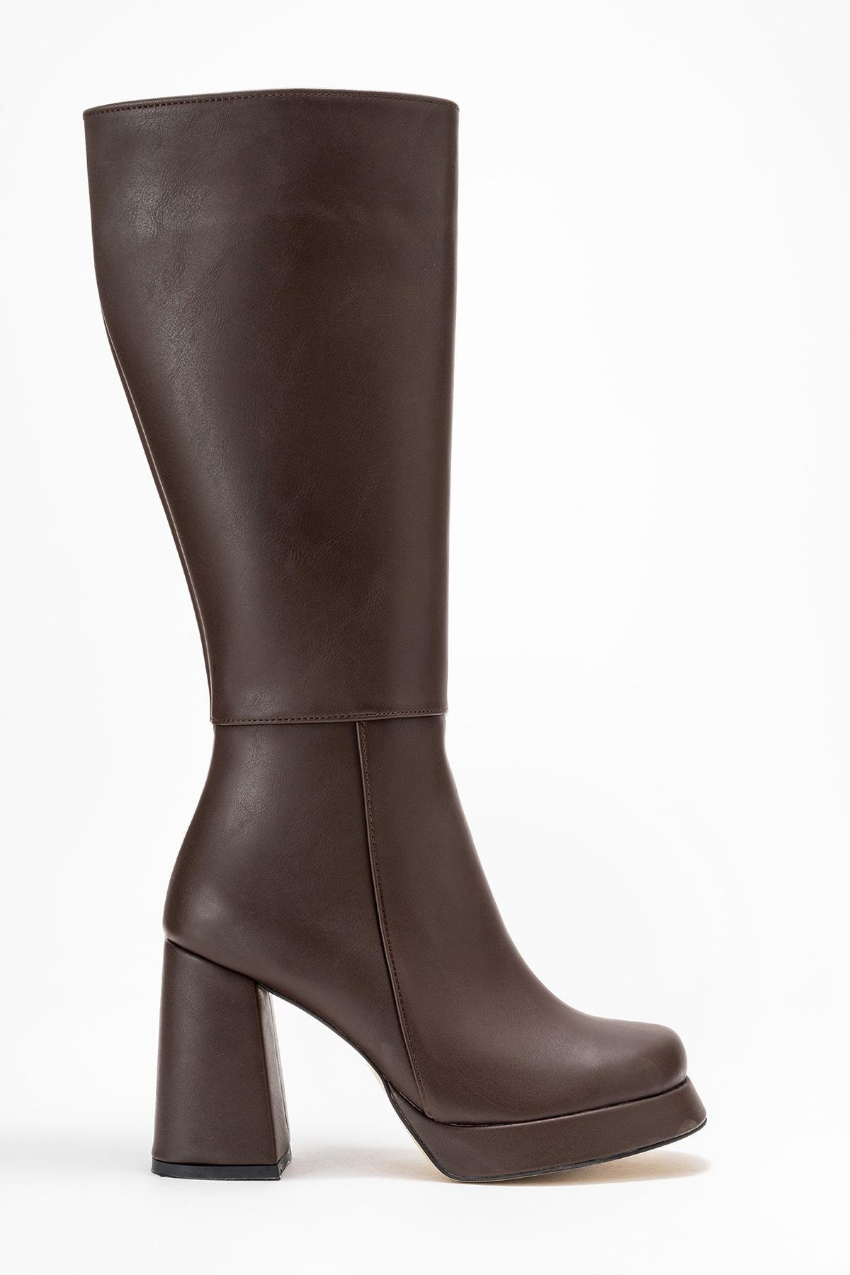 Kadın Platform Taban Çizme KAHVE CİLT - Görsel 3