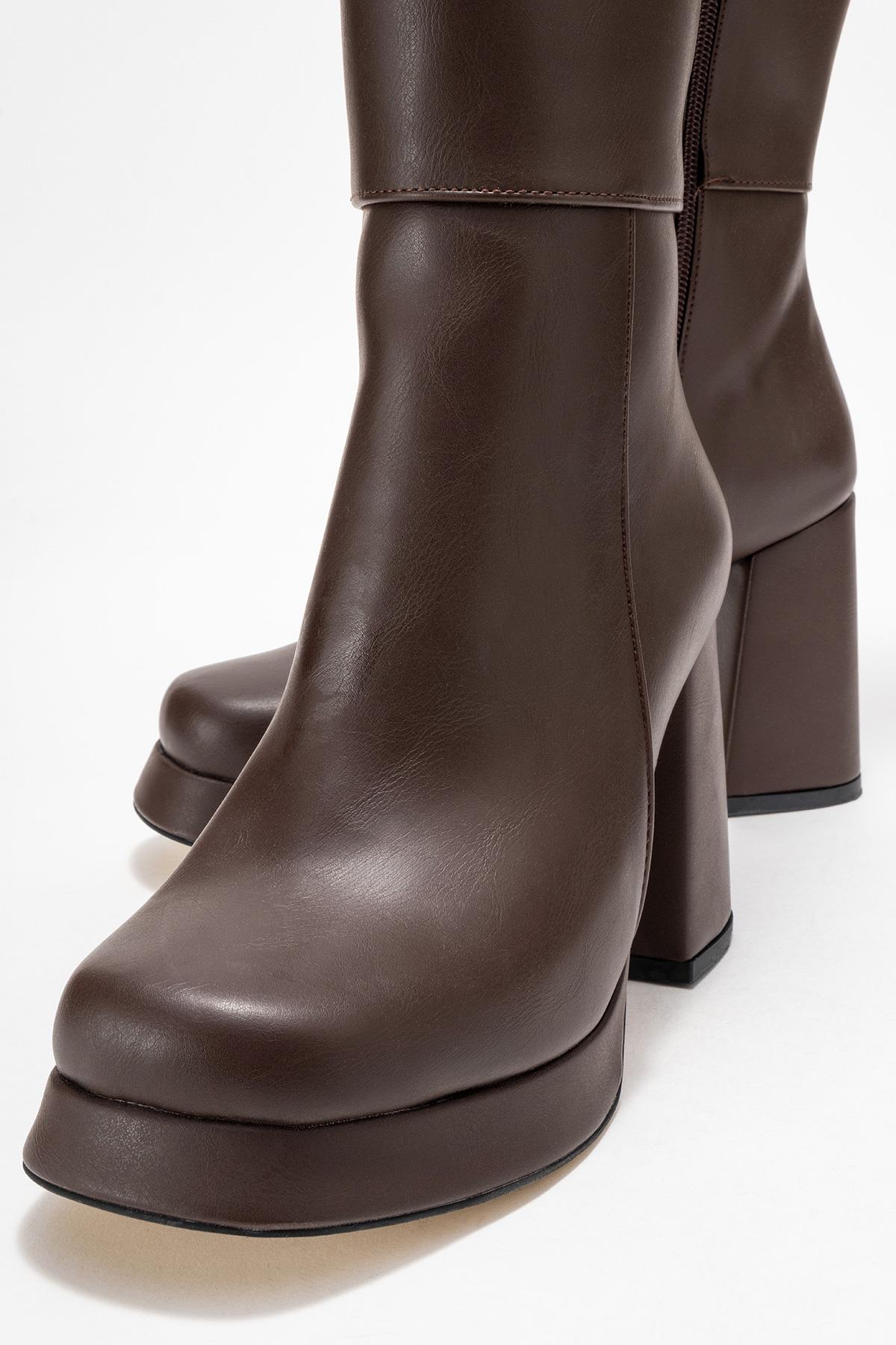 Kadın Platform Taban Çizme KAHVE CİLT - Görsel 4