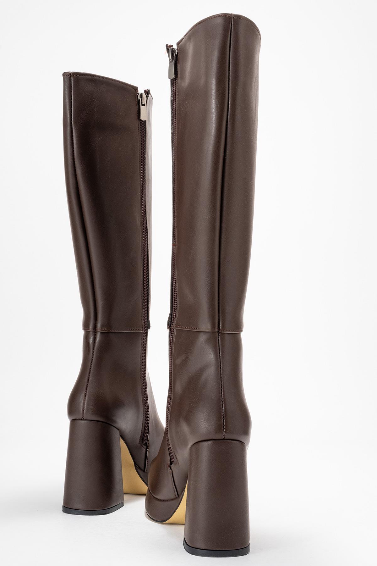 Kadın Platform Taban Çizme KAHVE CİLT - Görsel 5