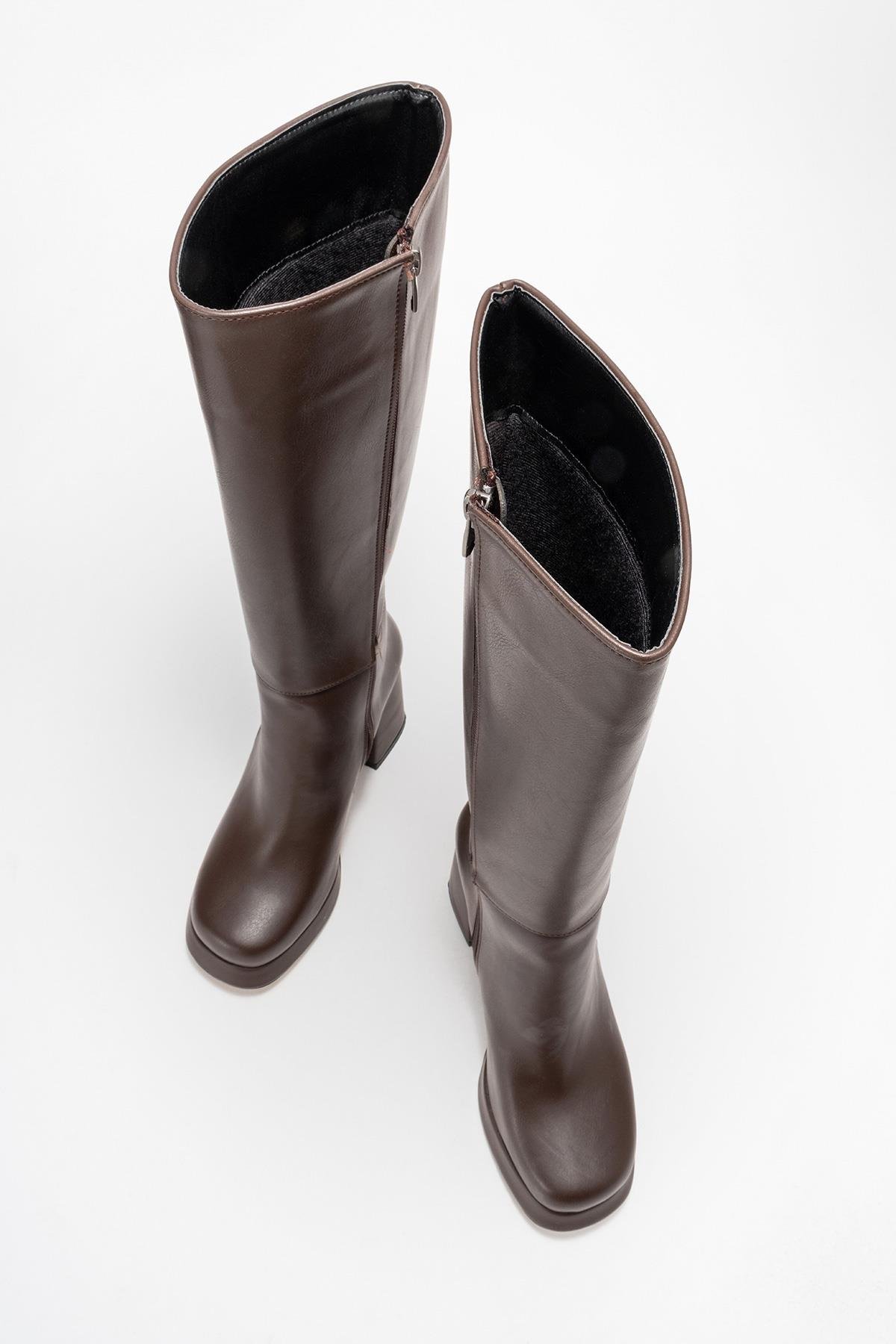 Kadın Platform Taban Çizme KAHVE CİLT - Görsel 6