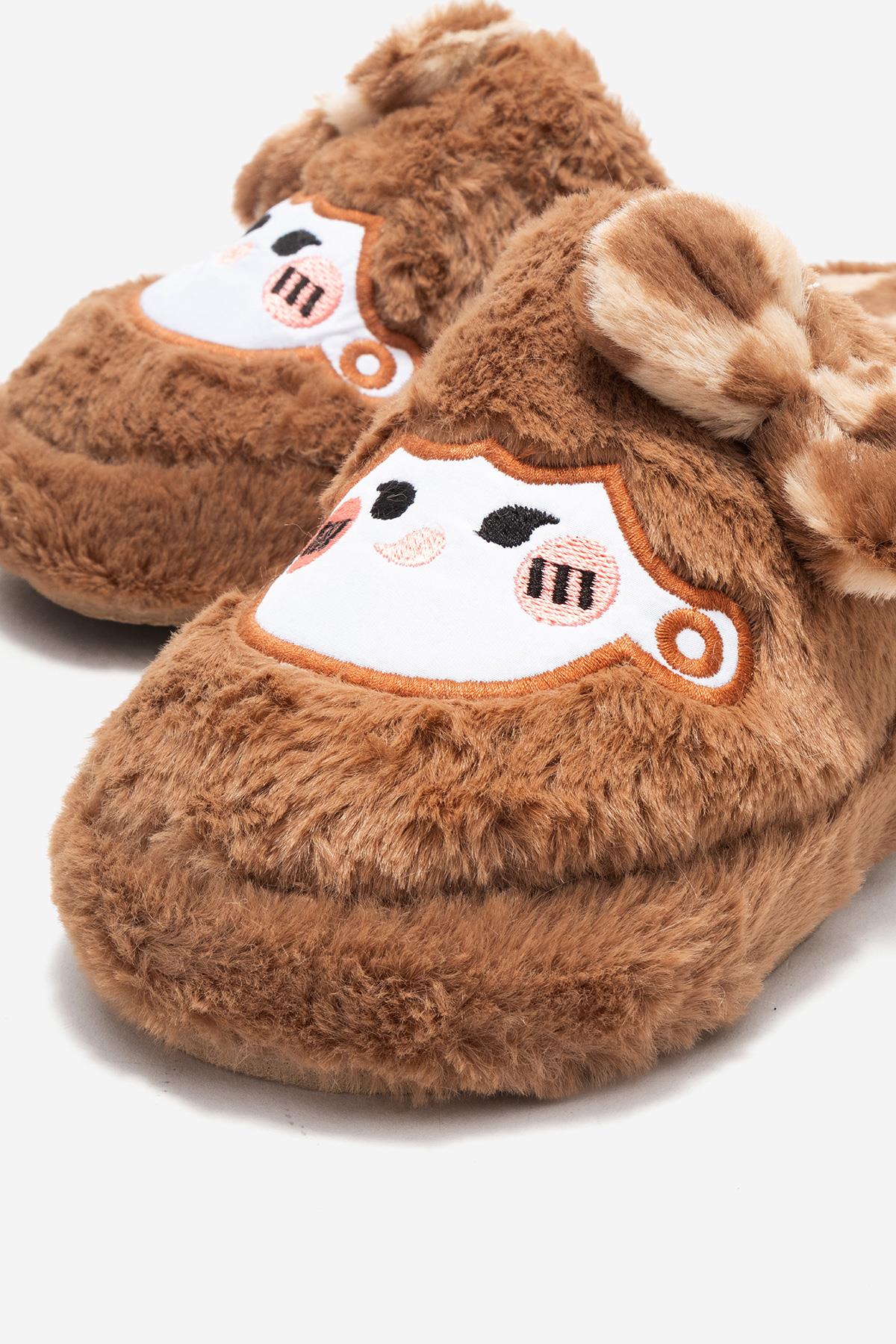 Kadın Önü Kapalı Papyonlu Ev Terliği VİZON - Görsel 4