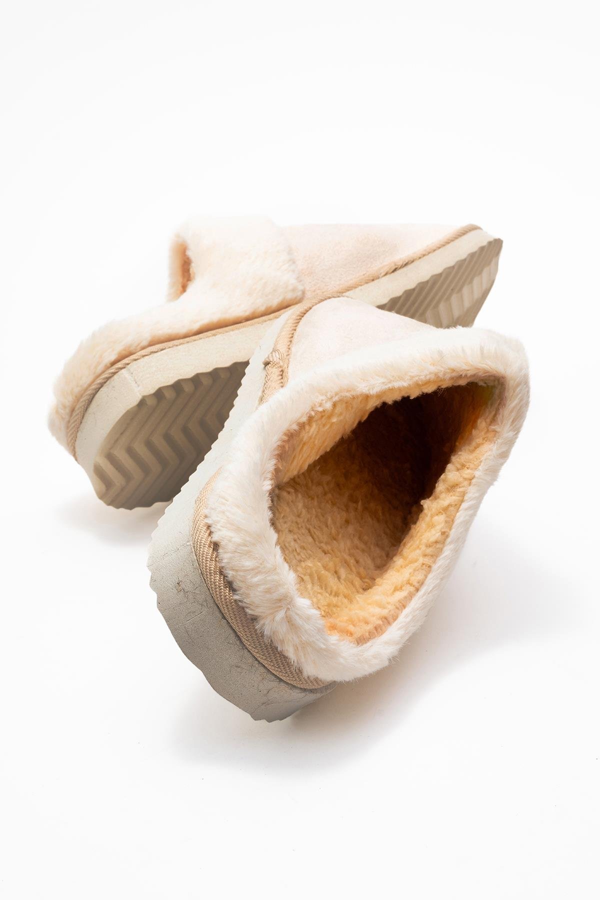 Kadın Arkası Açık Tüylü Ev Terliği;KREM - Görsel 5