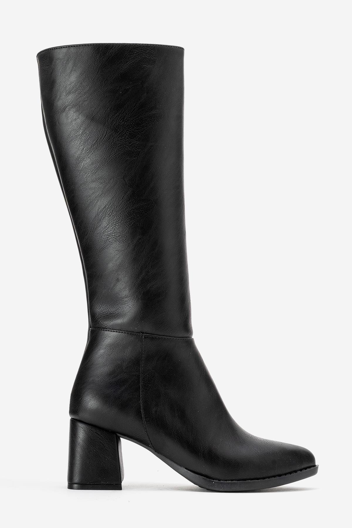Sade Sivri Burunlu Topuklu Kadın Çizme SİYAH CİLT - Görsel 3