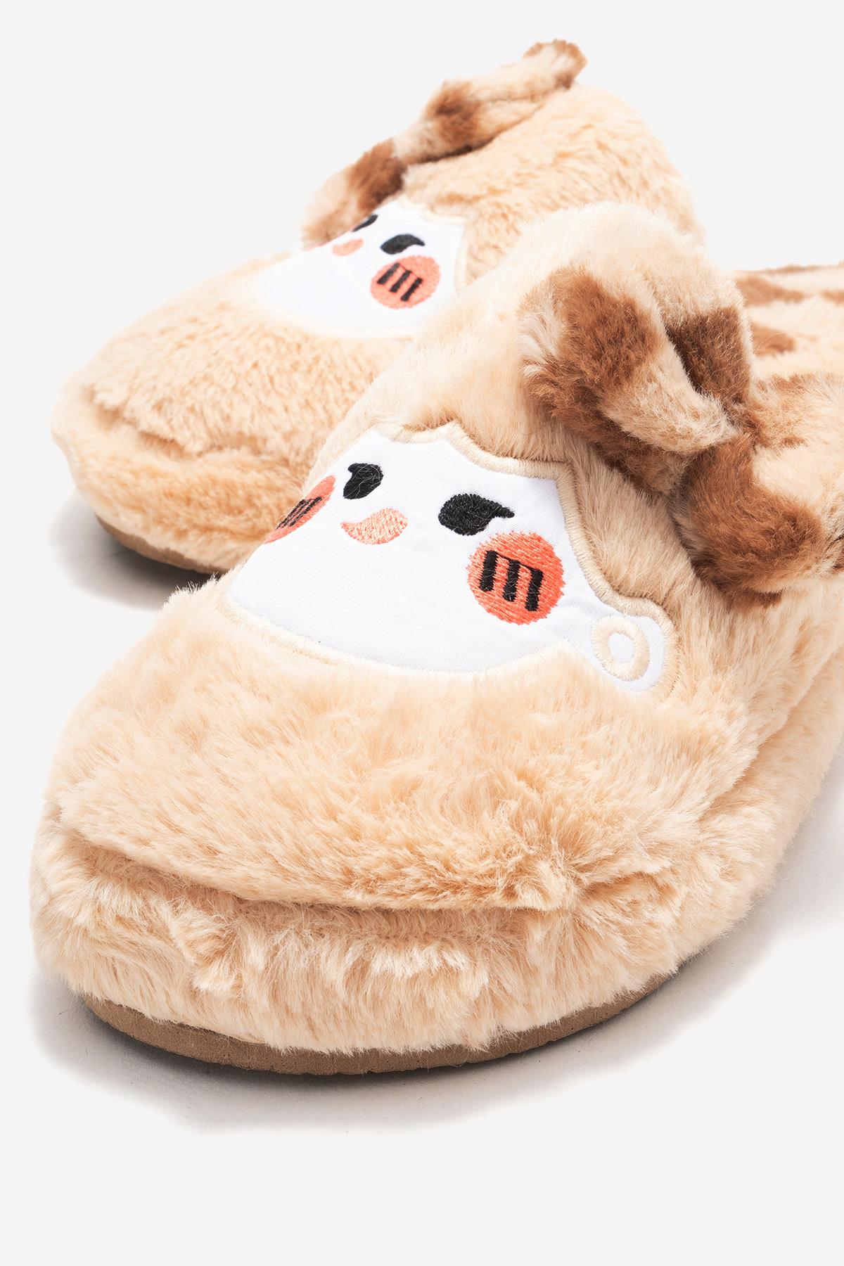 Kadın Önü Kapalı Papyonlu Ev Terliği KREM - Görsel 4