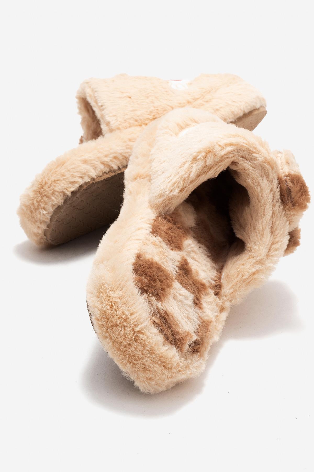 Kadın Önü Kapalı Papyonlu Ev Terliği KREM - Görsel 5