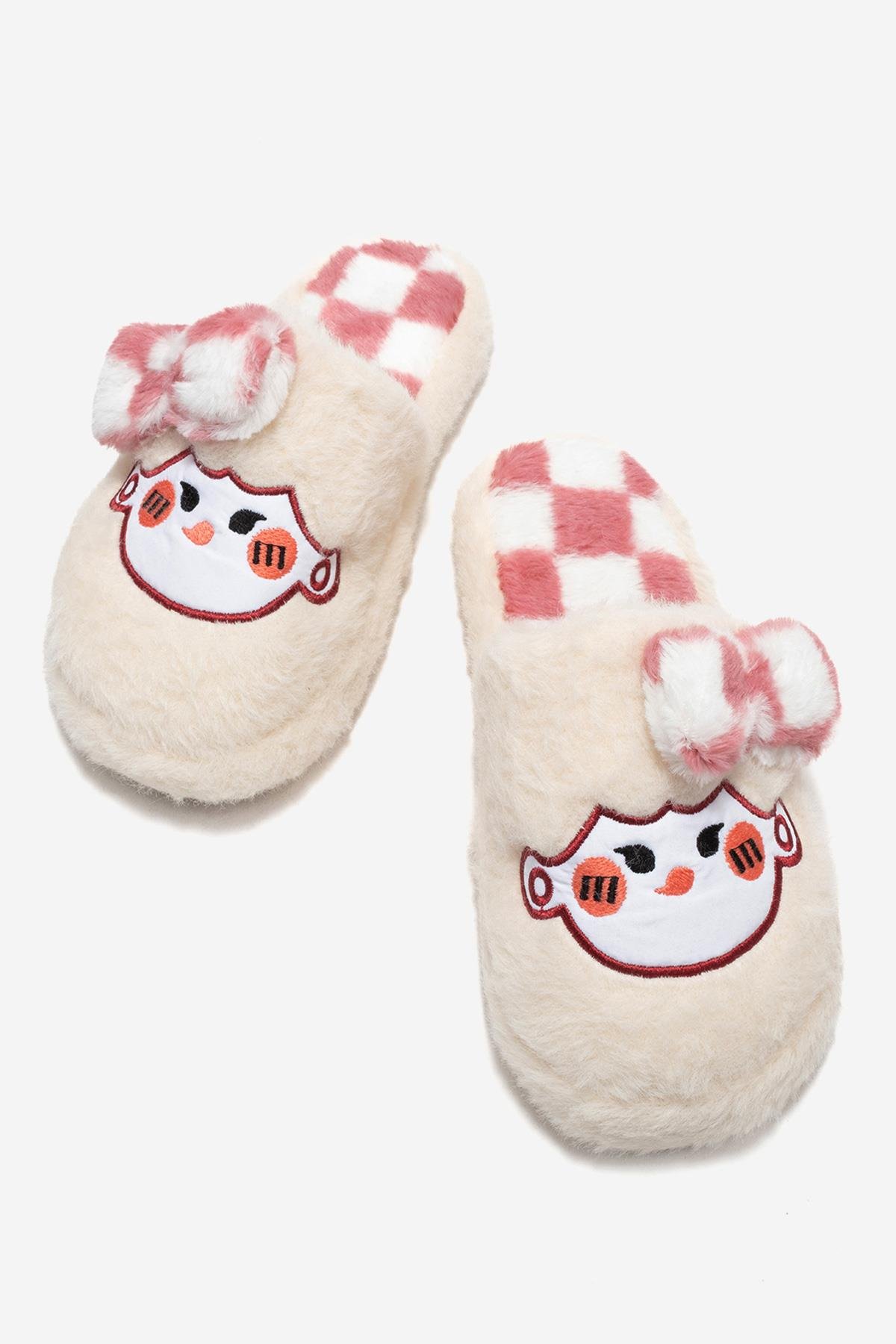 Kadın Önü Kapalı Papyonlu Ev Terliği KIRIK BEYAZ - Görsel 6