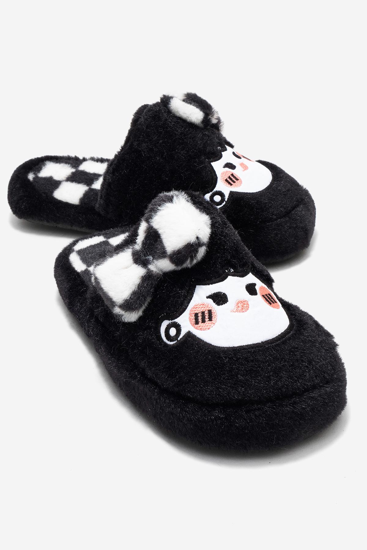 Kadın Önü Kapalı Papyonlu Ev Terliği SİYAH - Görsel 2