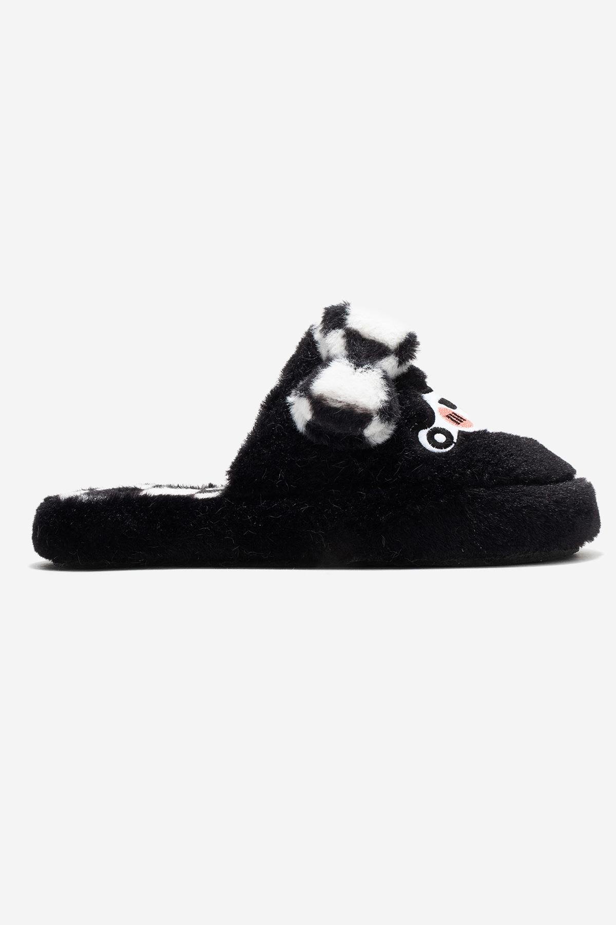 Kadın Önü Kapalı Papyonlu Ev Terliği SİYAH - Görsel 3