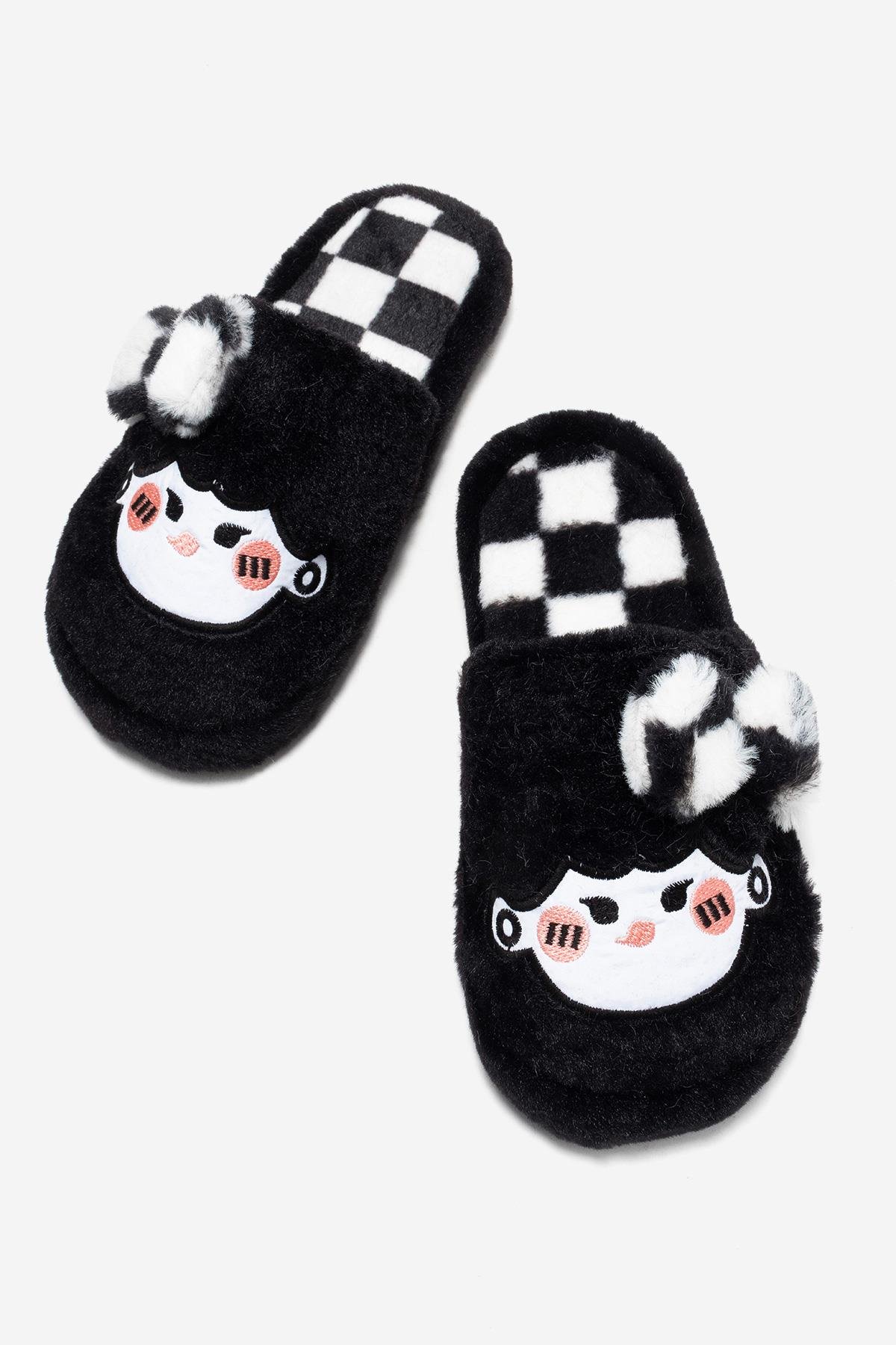 Kadın Önü Kapalı Papyonlu Ev Terliği SİYAH - Görsel 6