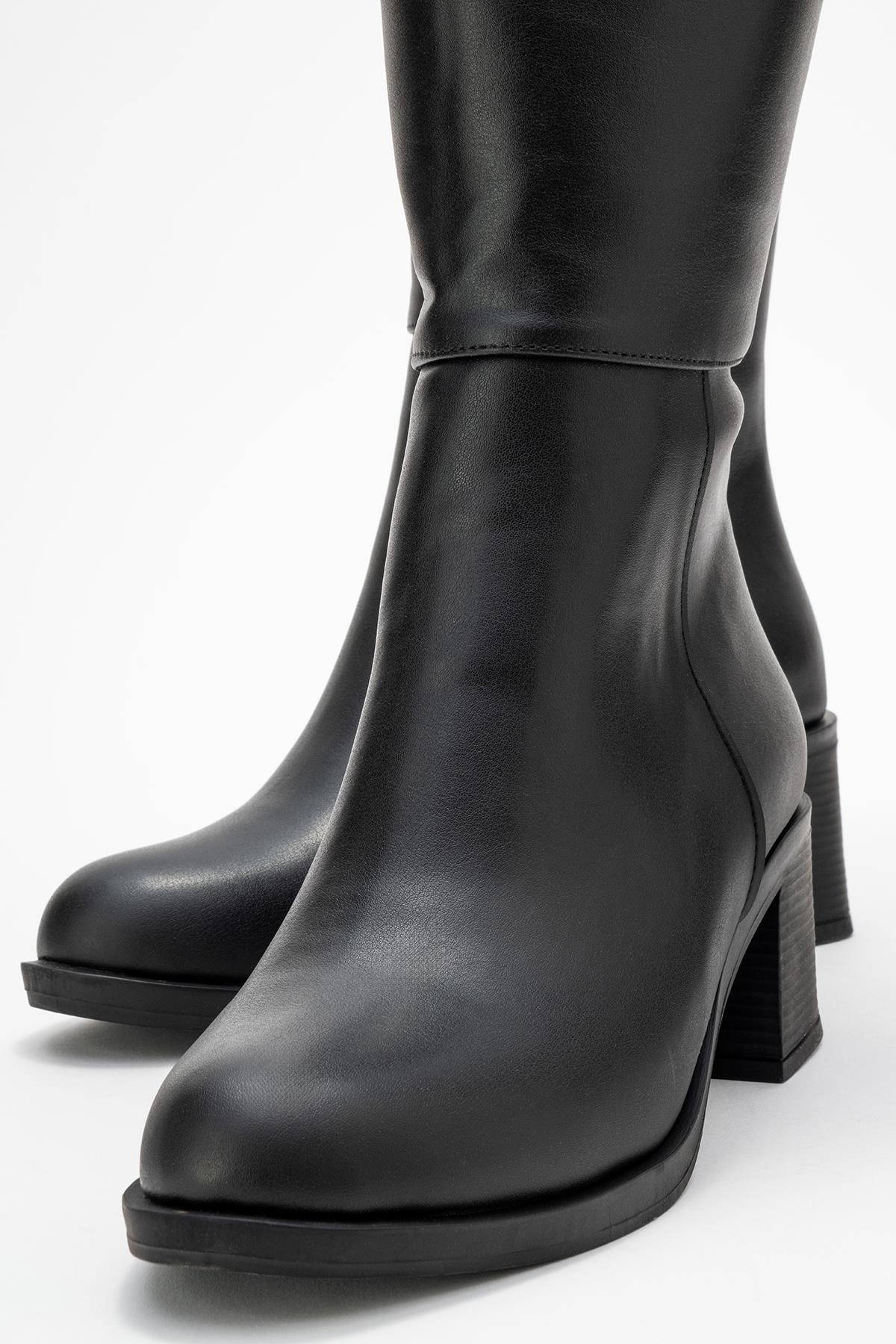 Topuklu Kadın Çizme SİYAH CİLT - Görsel 4