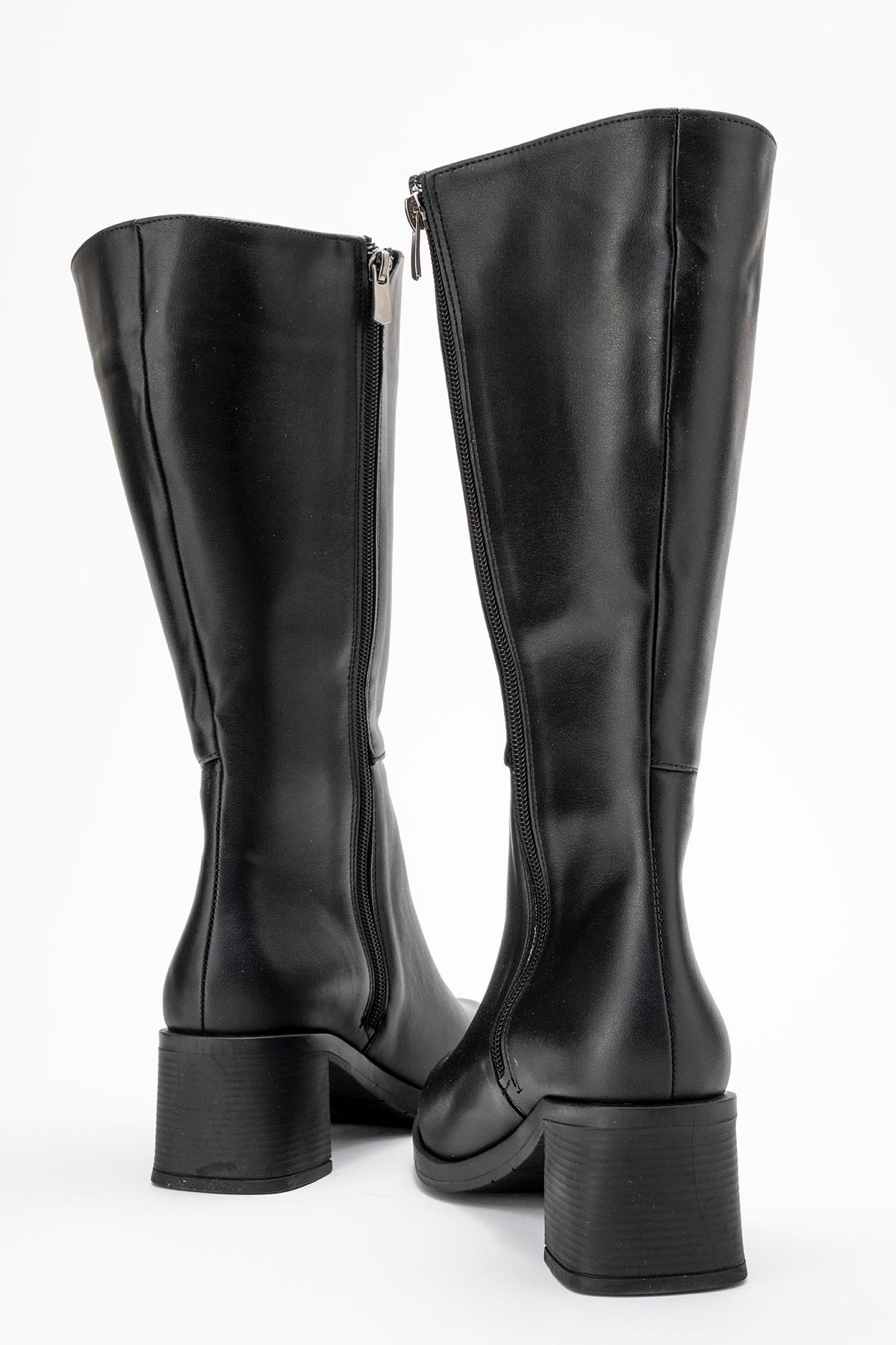 Topuklu Kadın Çizme SİYAH CİLT - Görsel 5