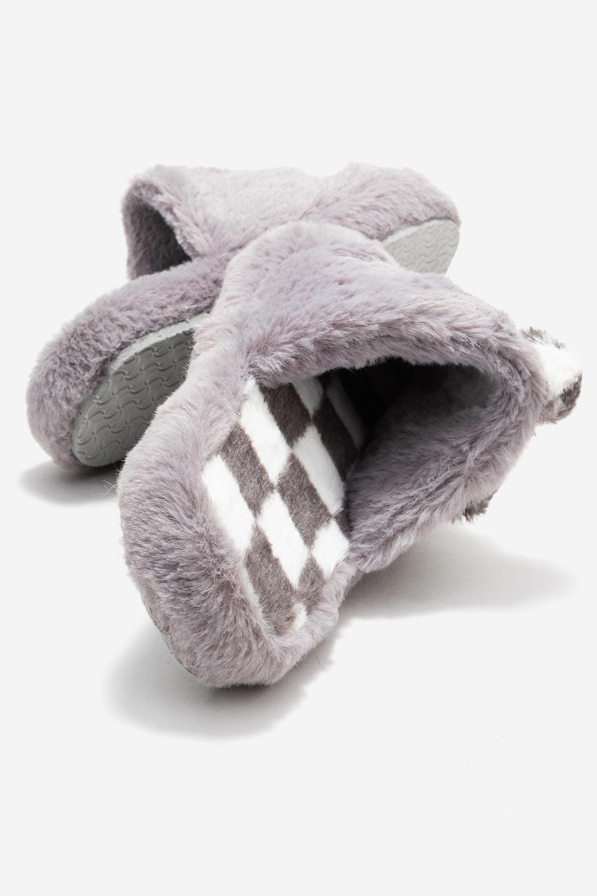 Kadın Önü Kapalı Papyonlu Ev Terliği GRİ - Görsel 5