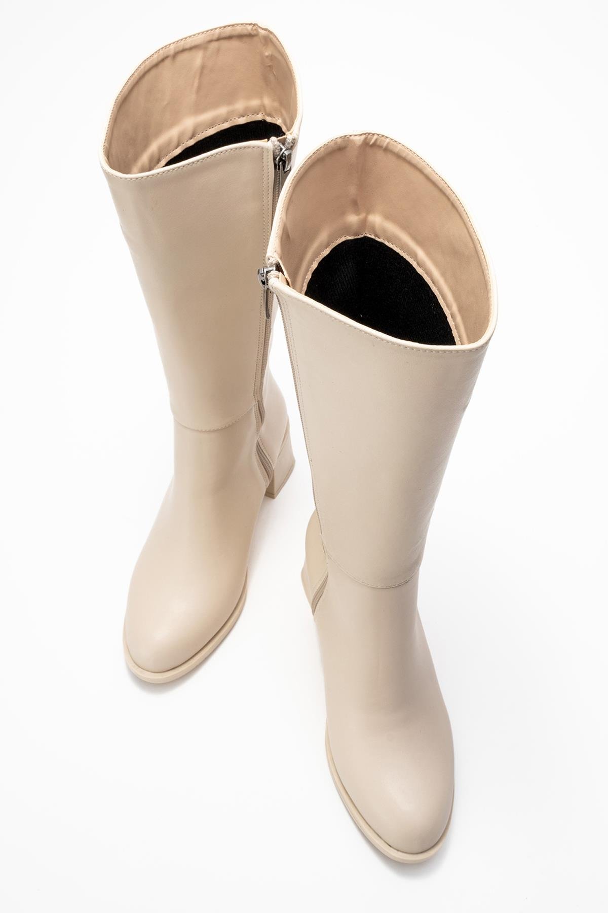 Topuklu Kadın Çizme BEJ CİLT - Görsel 6