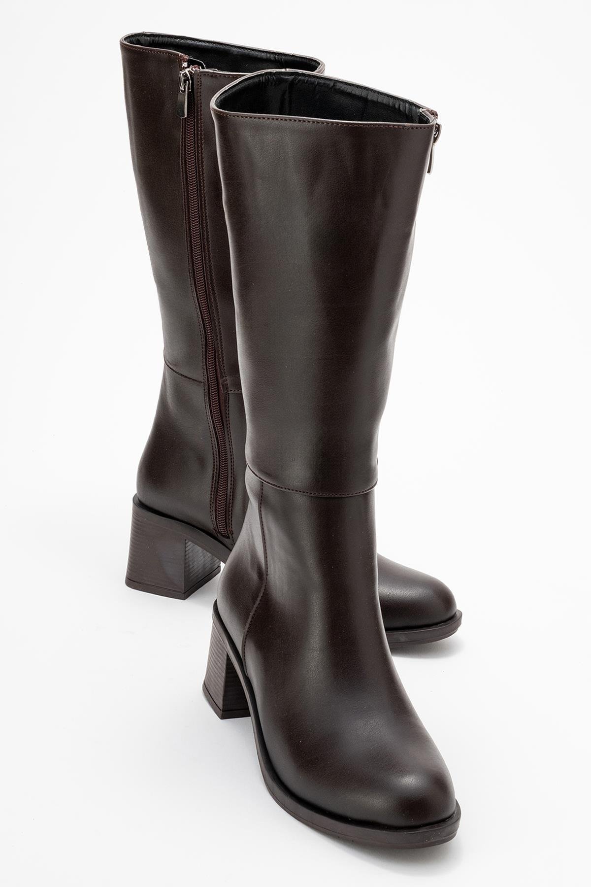 Topuklu Kadın Çizme KAHVE CİLT - Görsel 2