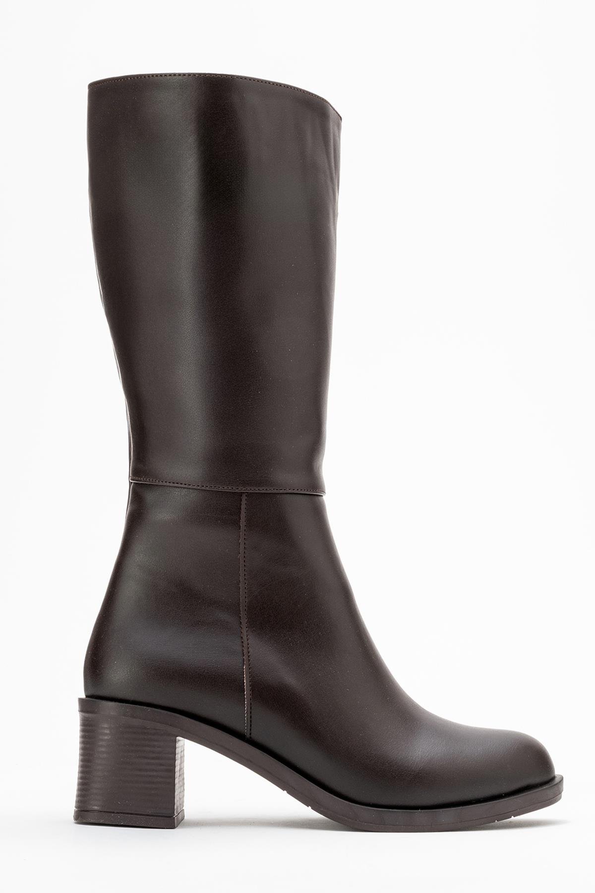 Topuklu Kadın Çizme KAHVE CİLT - Görsel 3