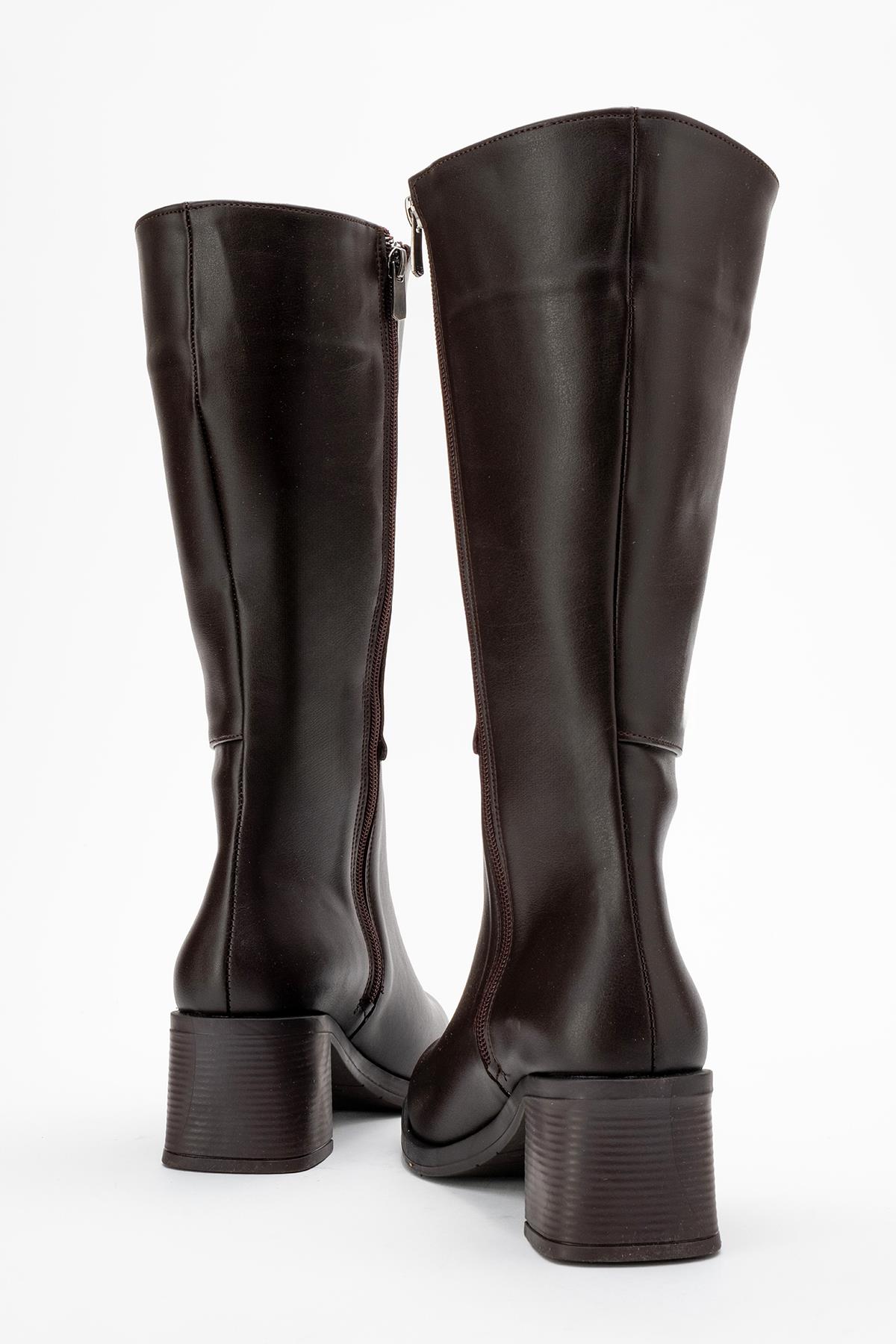 Topuklu Kadın Çizme KAHVE CİLT - Görsel 5