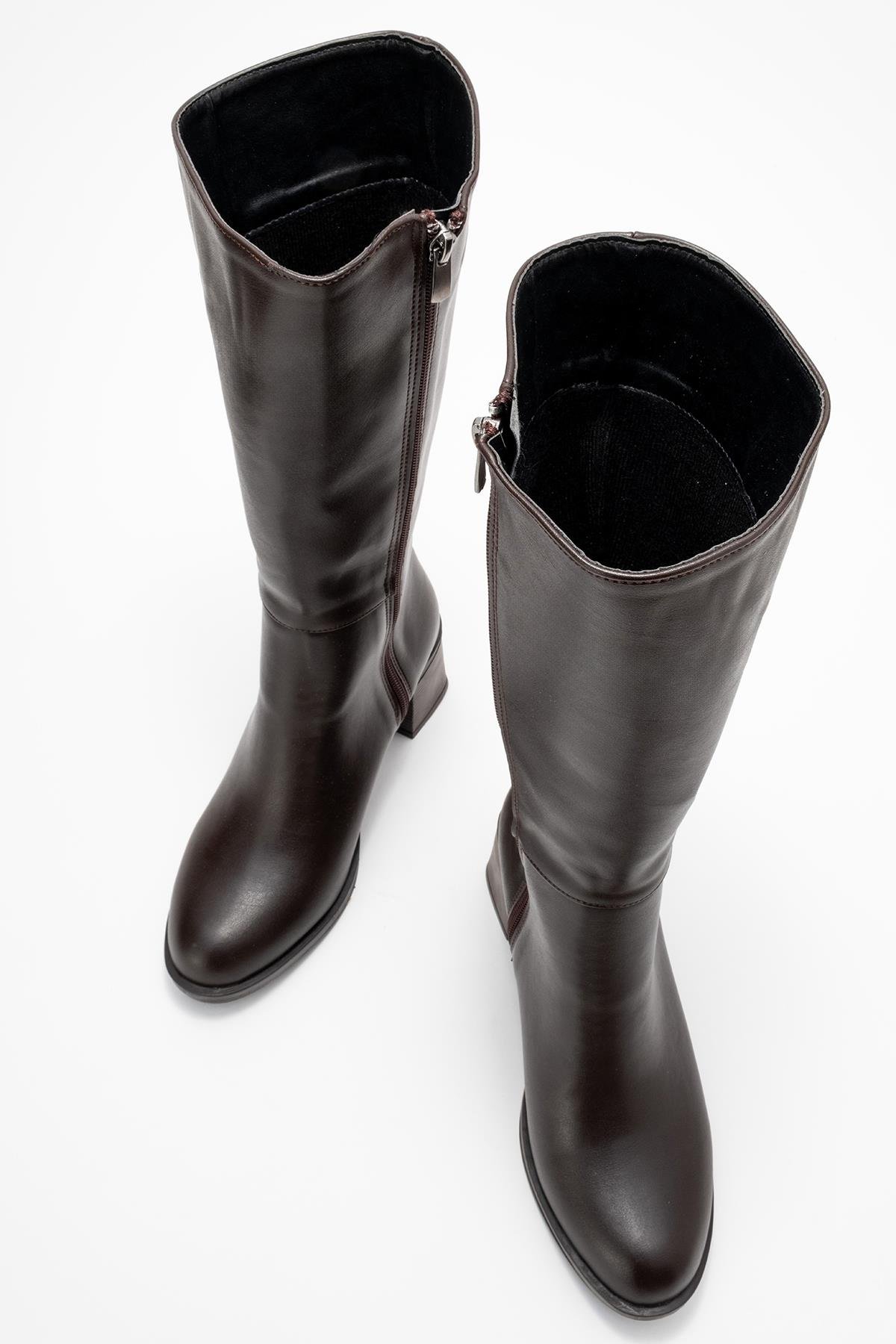 Topuklu Kadın Çizme KAHVE CİLT - Görsel 6