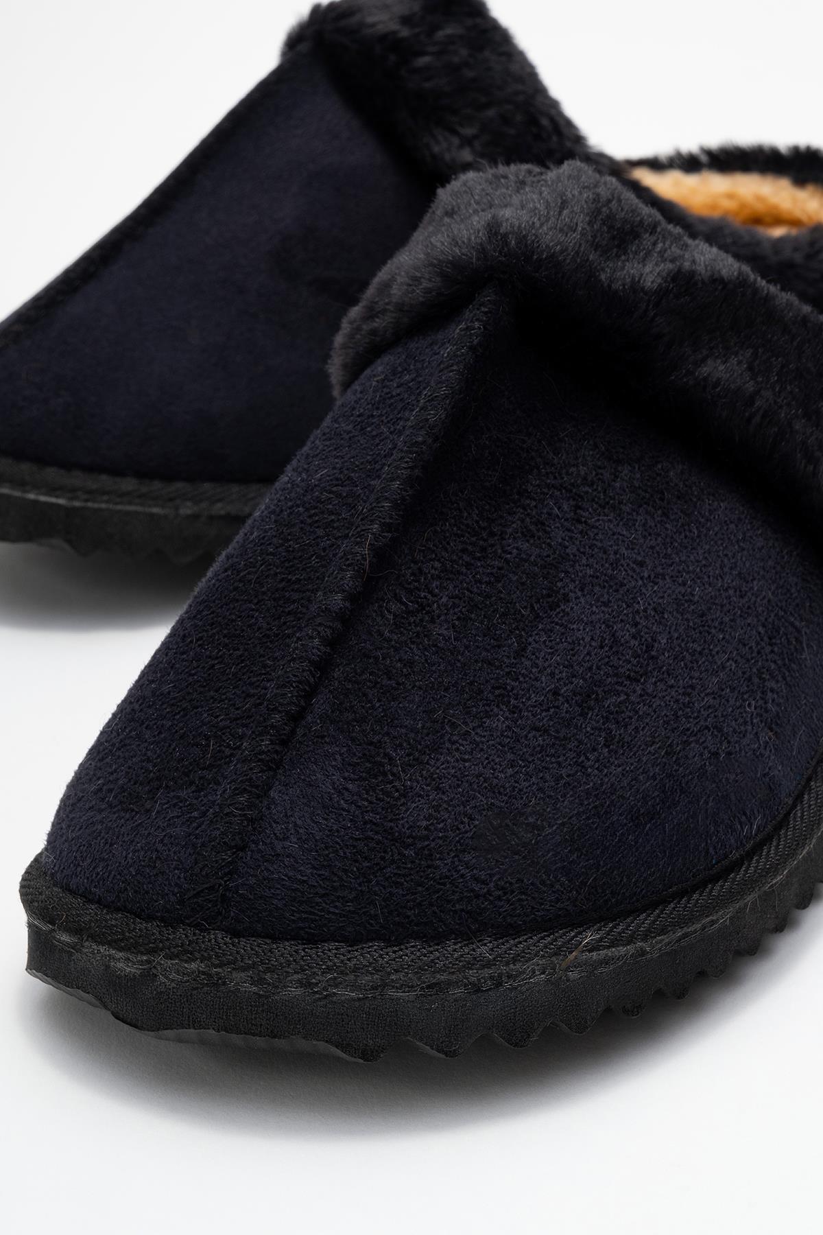 Kadın Arkası Açık Tüylü Ev Terliği; SİYAH - Görsel 4