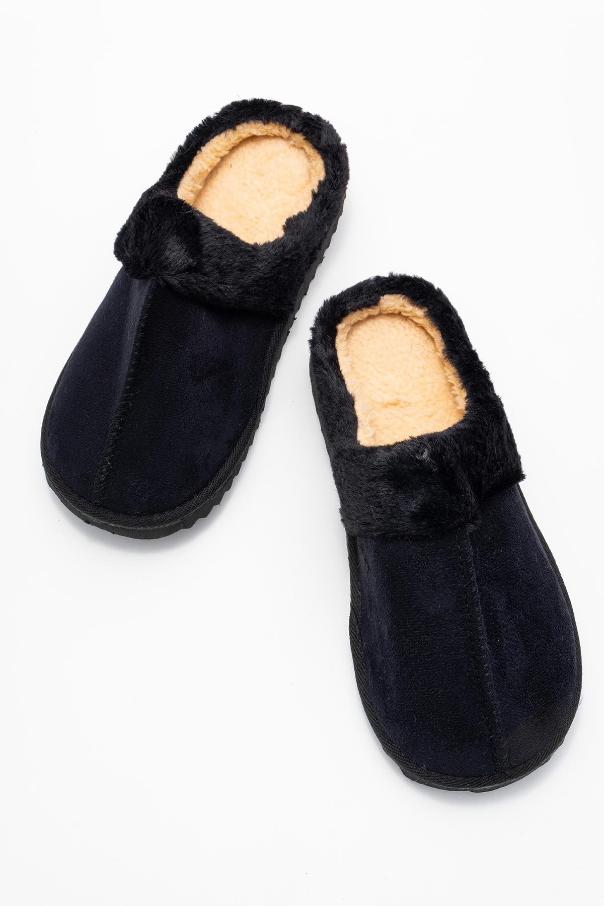 Kadın Arkası Açık Tüylü Ev Terliği; SİYAH - Görsel 6