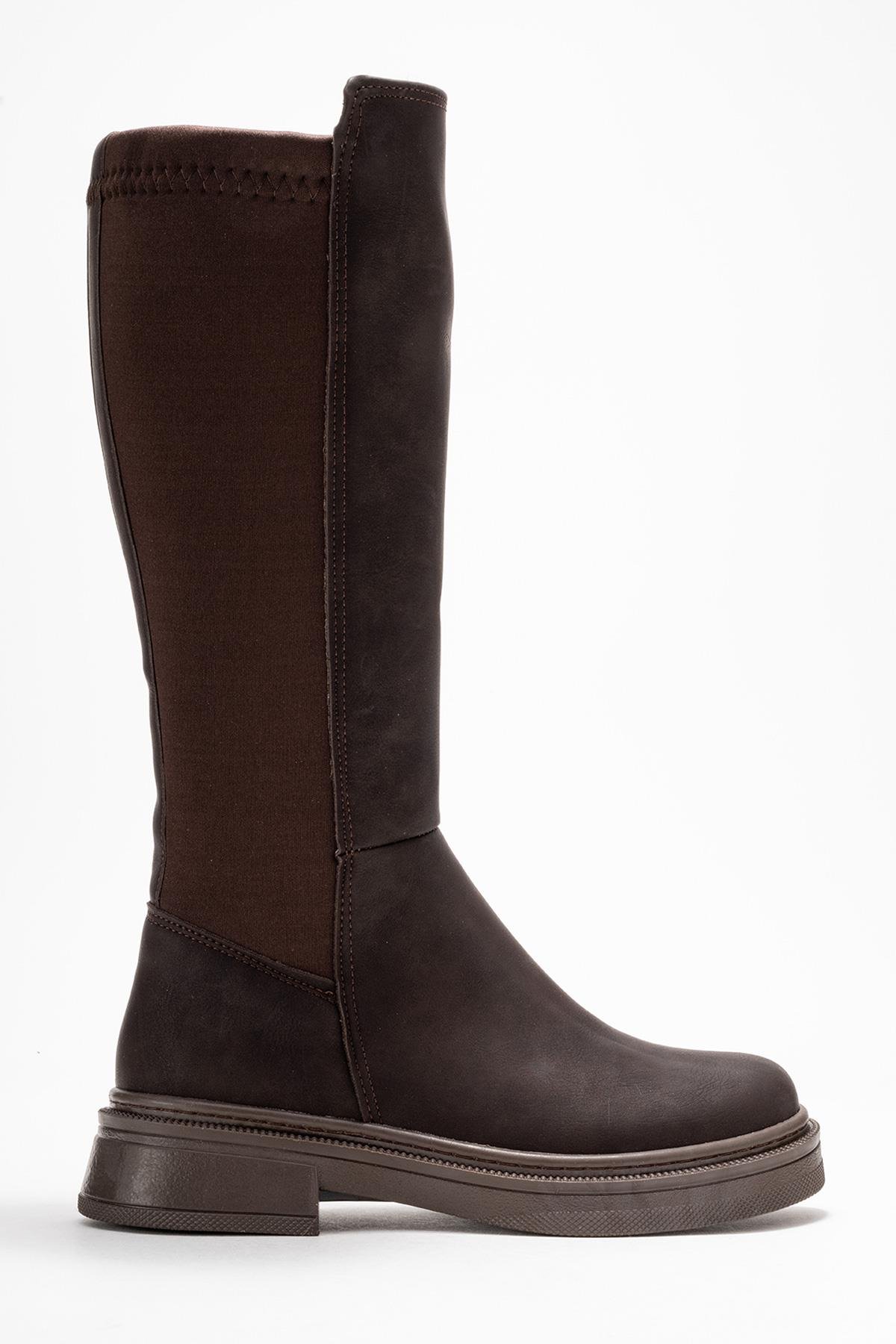 Kadın Düz Streçli Çizme KAHVE ZÜMRÜT - Görsel 3