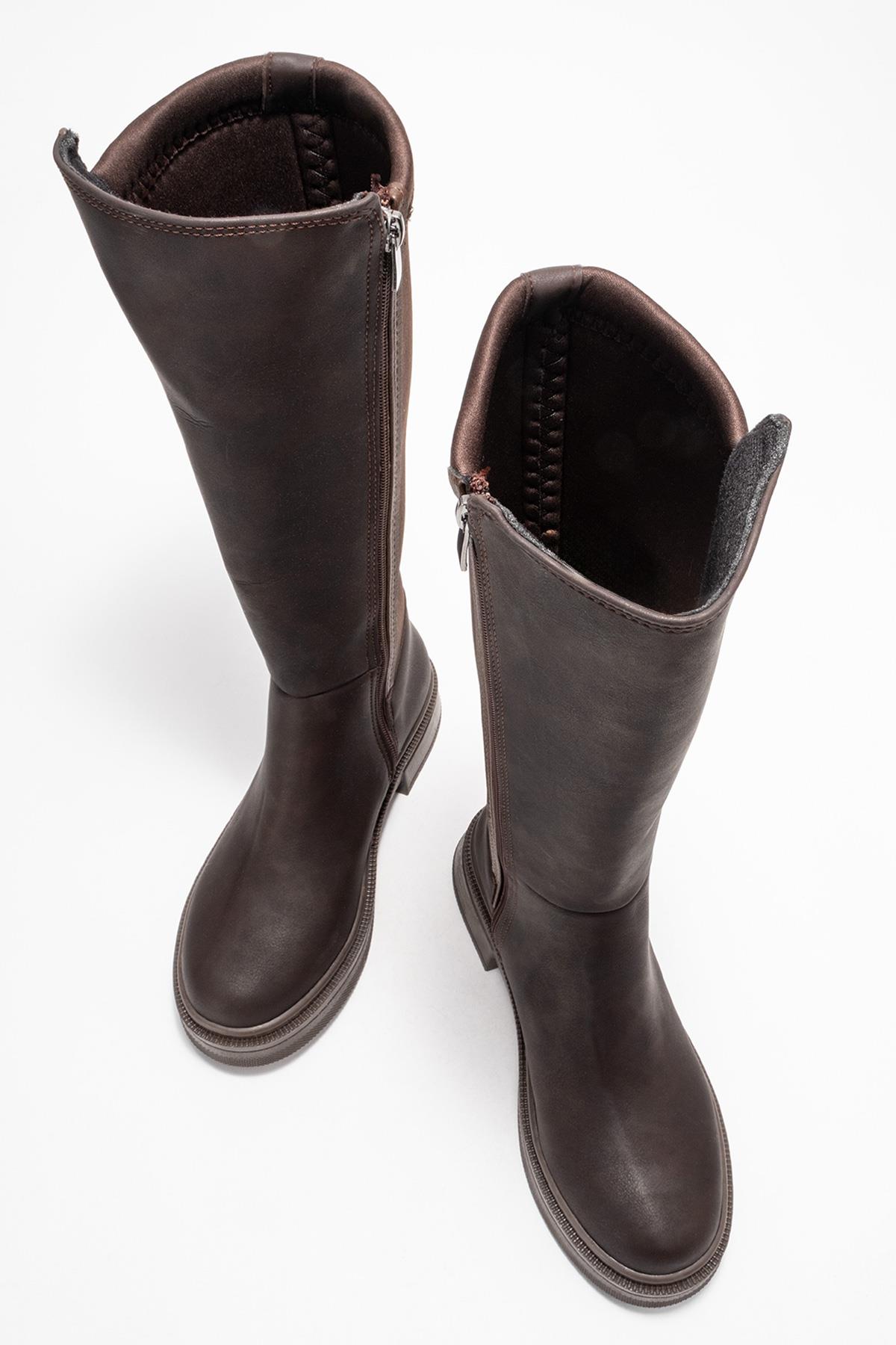 Kadın Düz Streçli Çizme KAHVE ZÜMRÜT - Görsel 6