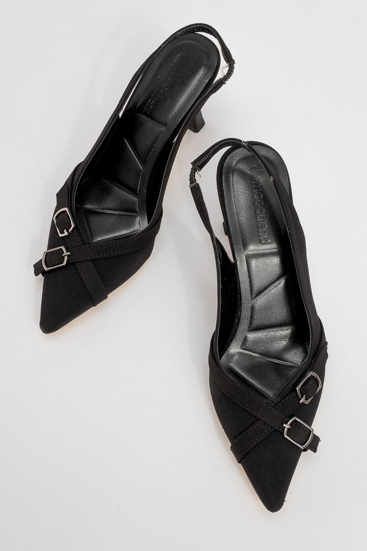 Kadın Çapraz Biyeli Topuklu Ayakkabı SİYAH ZRA - Görsel 6