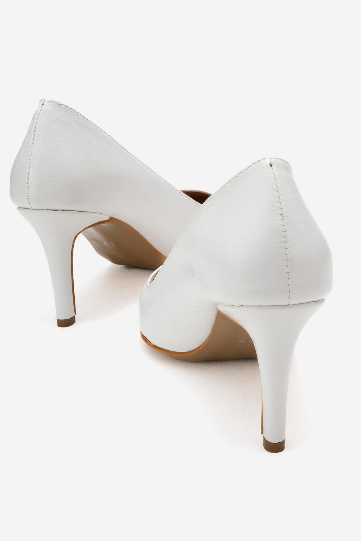 Kadın Stiletto Ayakkabı BEYAZ KIRIŞIK - Görsel 5