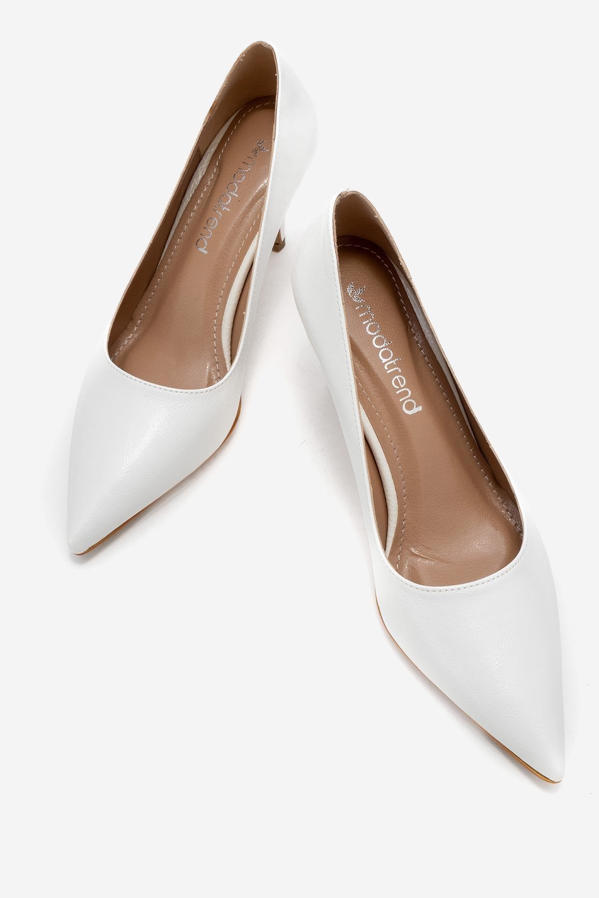 Kadın Stiletto Ayakkabı BEYAZ KIRIŞIK - Görsel 6