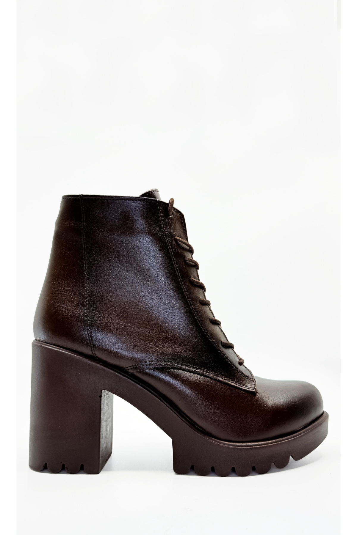 Bağcıklı Kadın Topuklu Bot KAHVERENGİ CİLT - Görsel 3