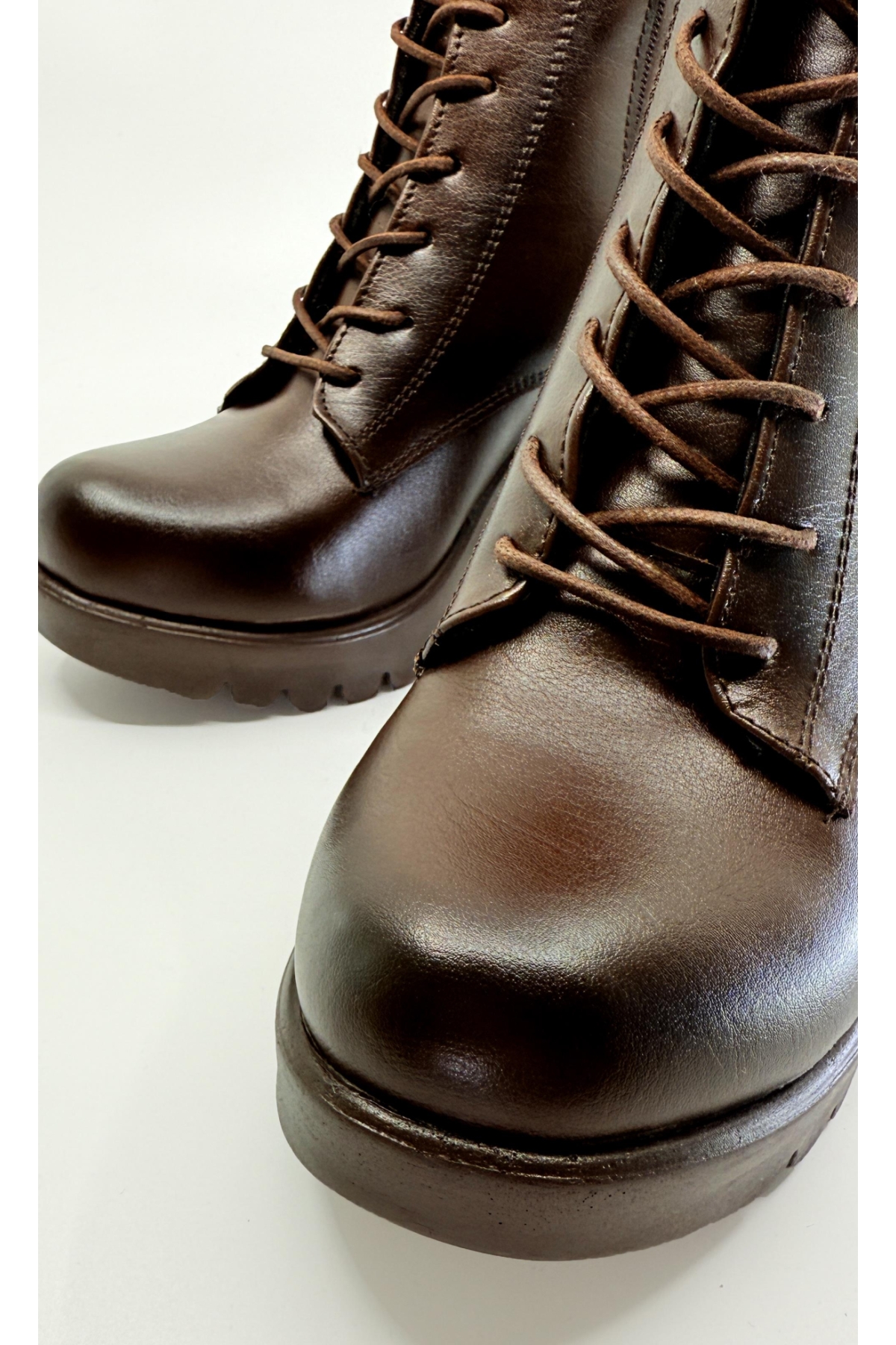 Bağcıklı Kadın Topuklu Bot KAHVERENGİ CİLT - Görsel 8