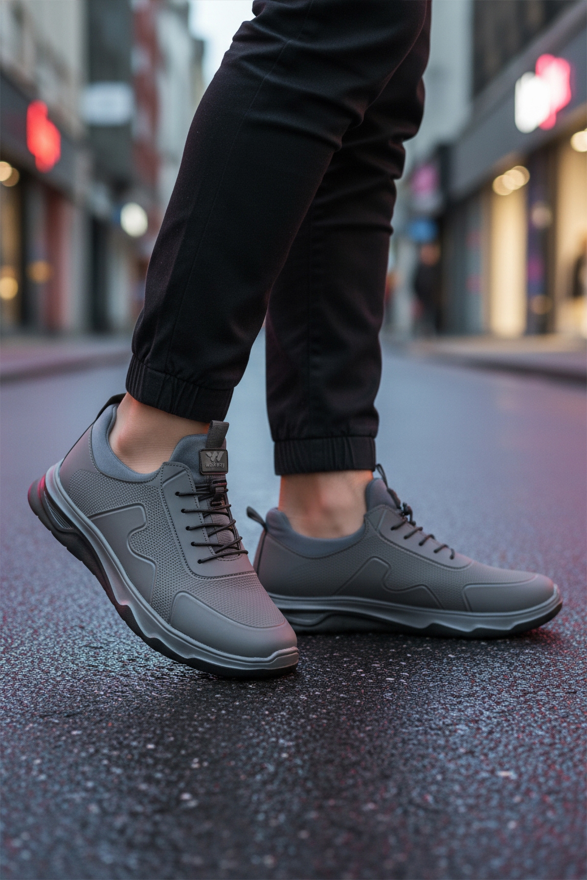 Füme Lastik Bağcıklı Hafif Esnek Erkek Spor Ayakkabı Kaif 2323 M - Görsel 4