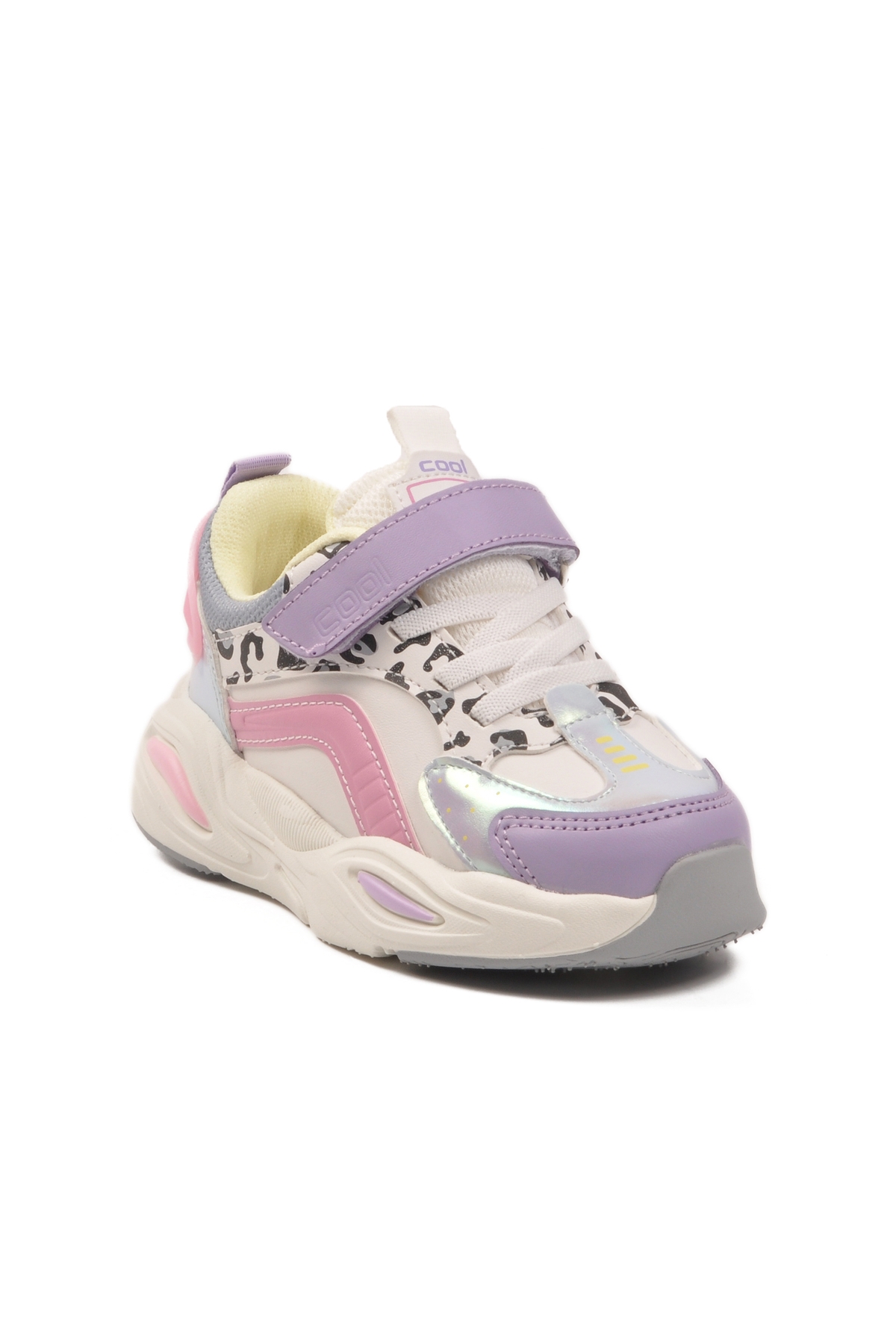 Lila Leopar Desenli Cırtlı Hafif Esnek Kız Çocuk Spor Ayakkabı Toti Cilt P - Görsel 4