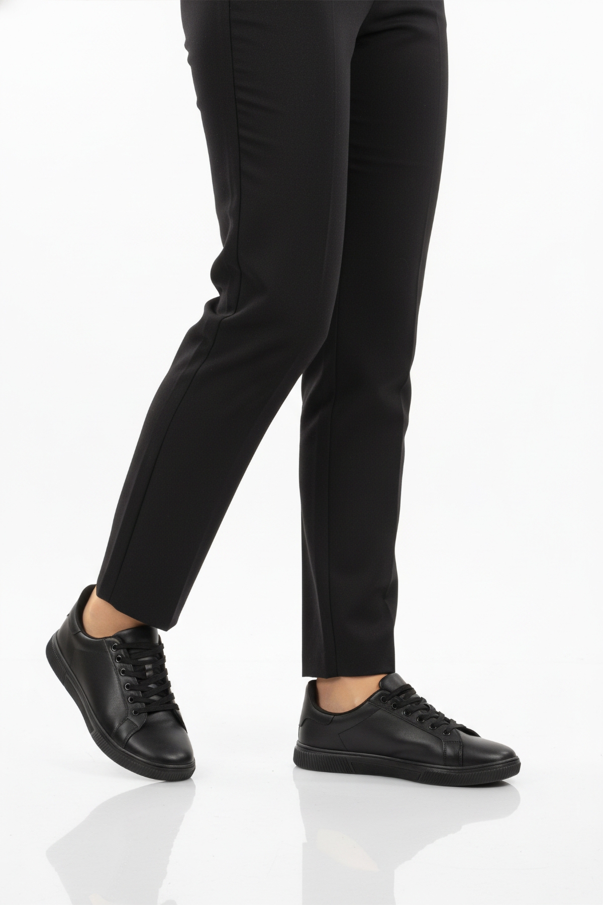 Siyah Bağcıklı Hafif Cilt Erkek Spor Ayakkabı Mota 600 M - Görsel 2