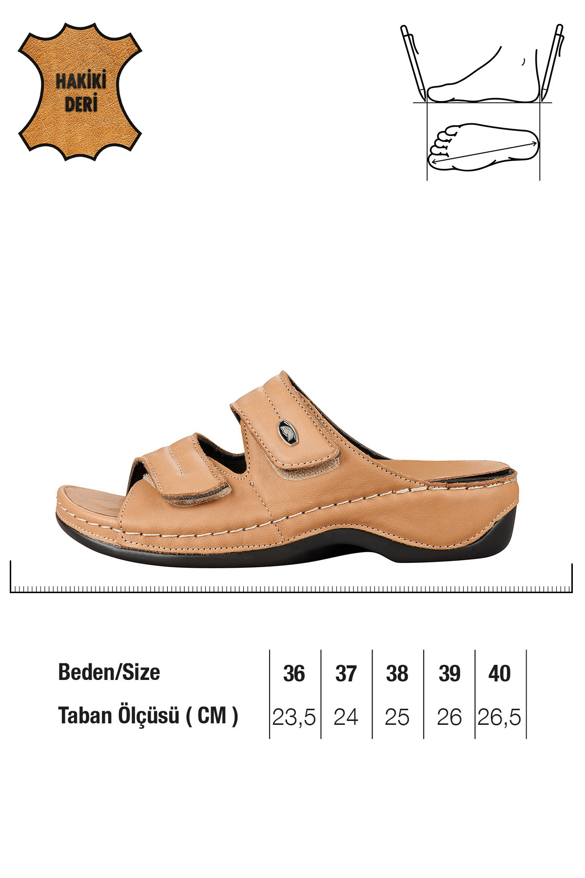 Gezer Kadın Ayarlanabilir Hakik Deri Terlik - Görsel 3