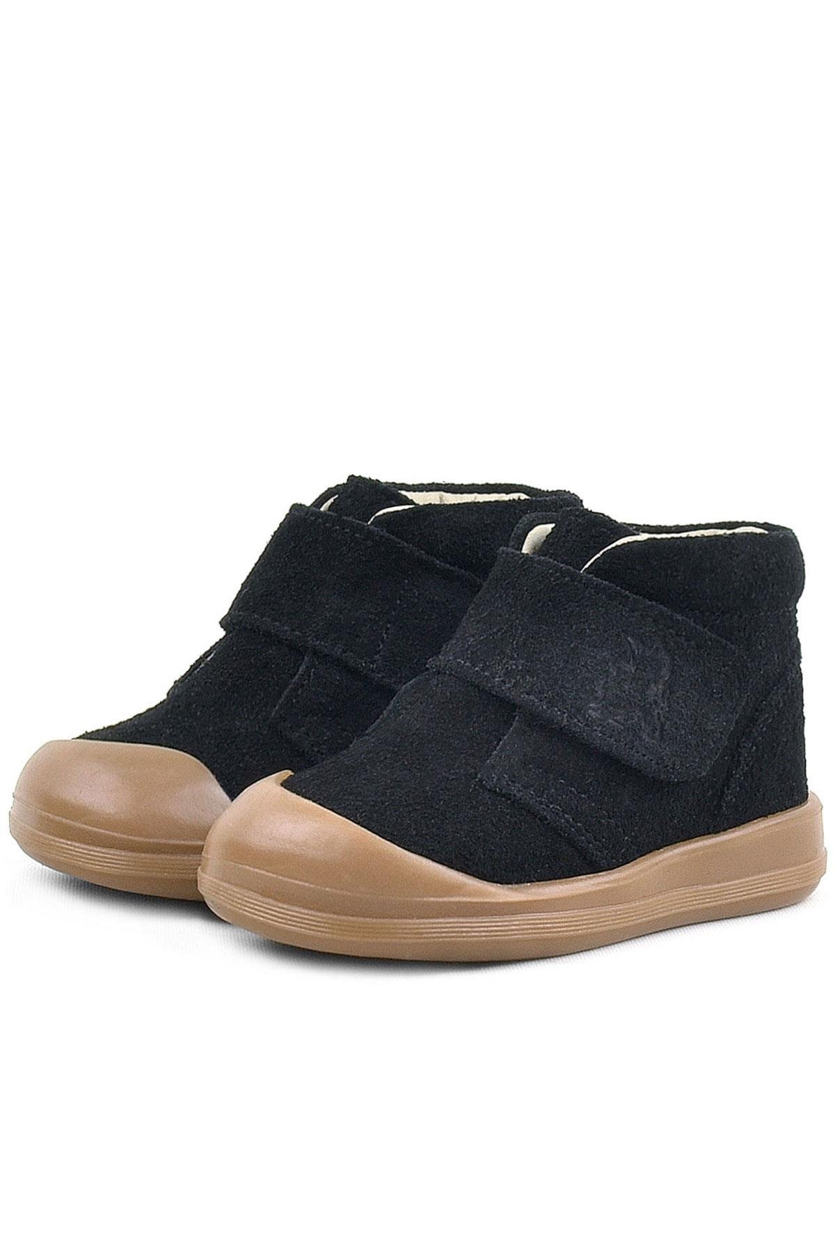 Yoohoo Hakiki Deri Siyah Cırtlı Unisex Bebek Bot - Görsel 5